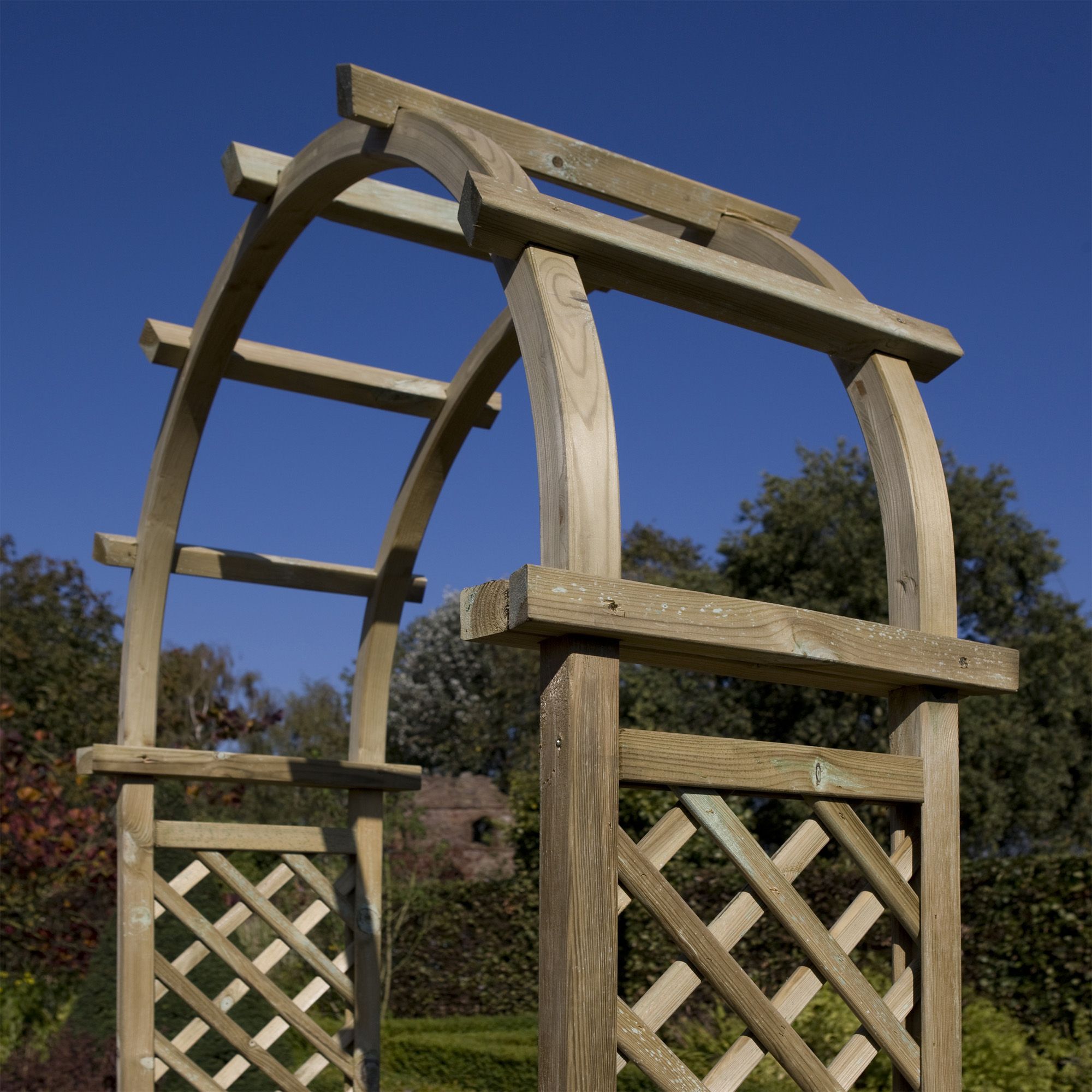Rowlinson Round top Softwood Arch with Planters