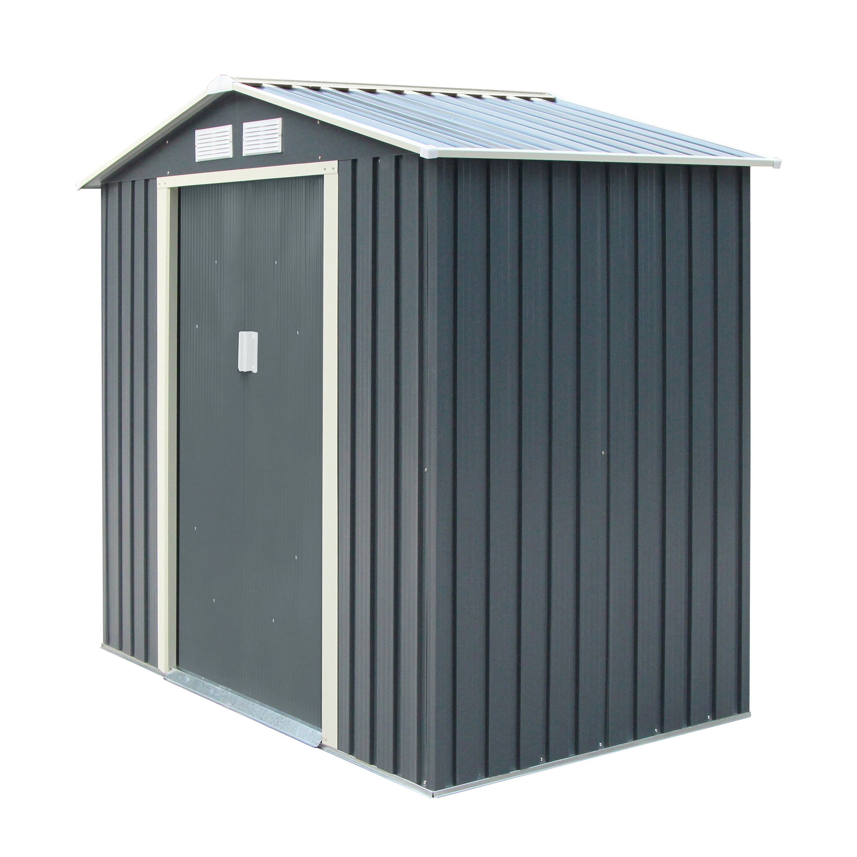 Rowlinson Trentvale 6x4 ft Apex Dark grey Metal 2 door Shed