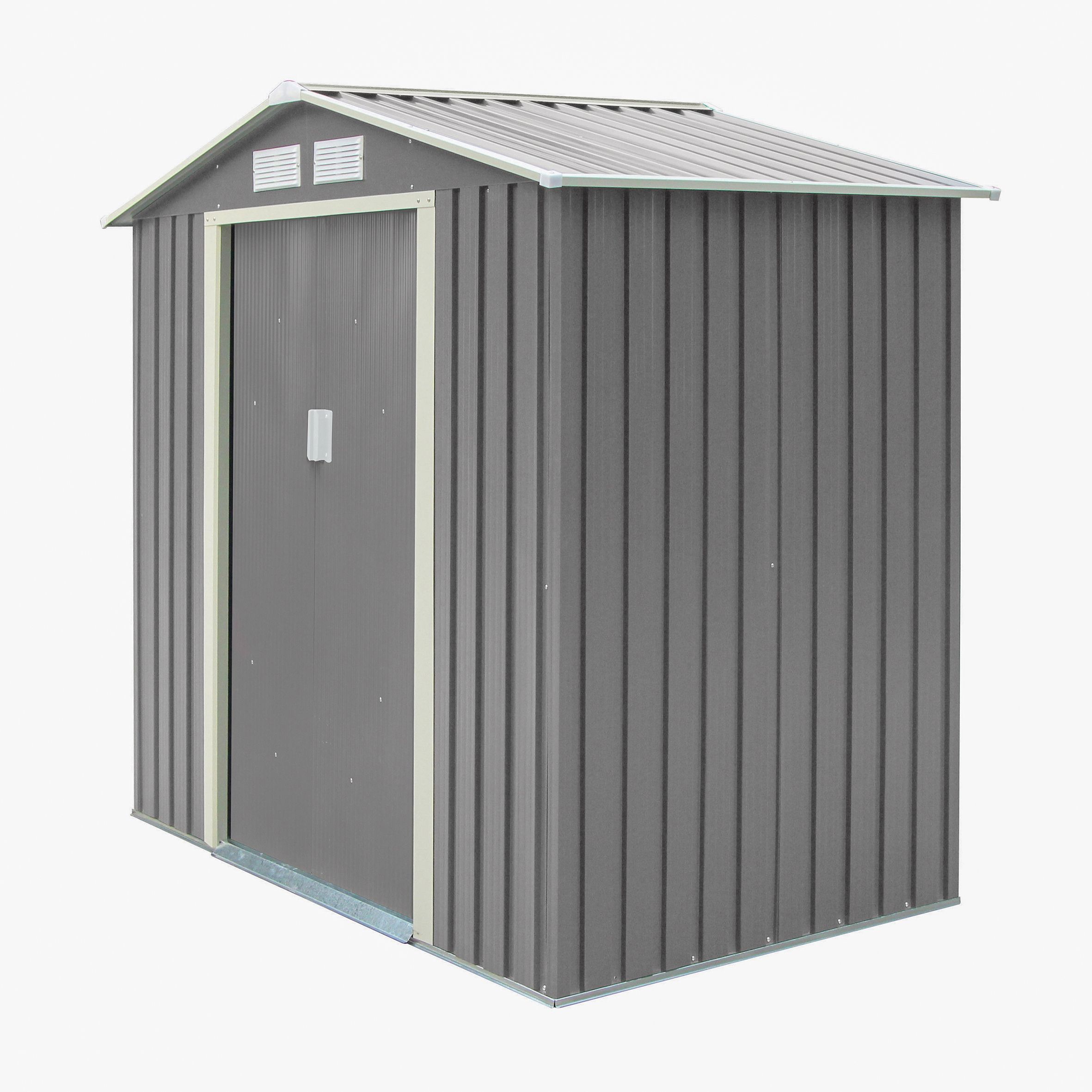 Rowlinson Trentvale 6x4 Ft Apex Light Grey Metal 2 Door Shed | DIY At B&Q