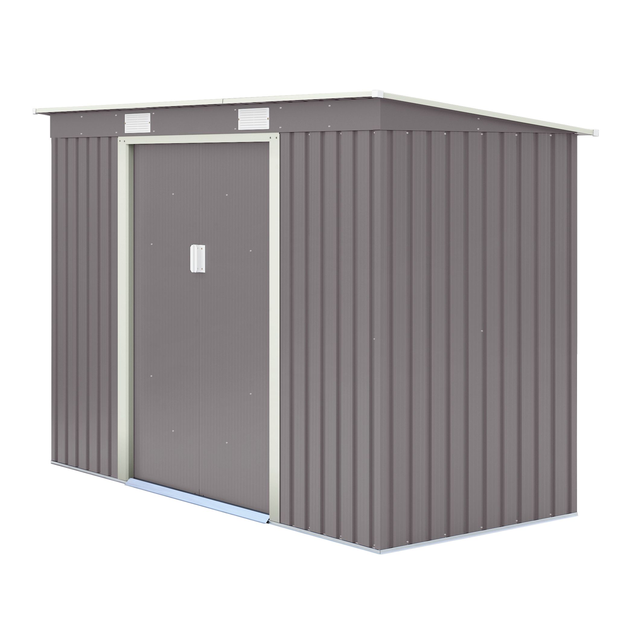 Rowlinson Trentvale 8x4 Ft Pent Light Grey Metal 2 Door Shed | DIY At B&Q