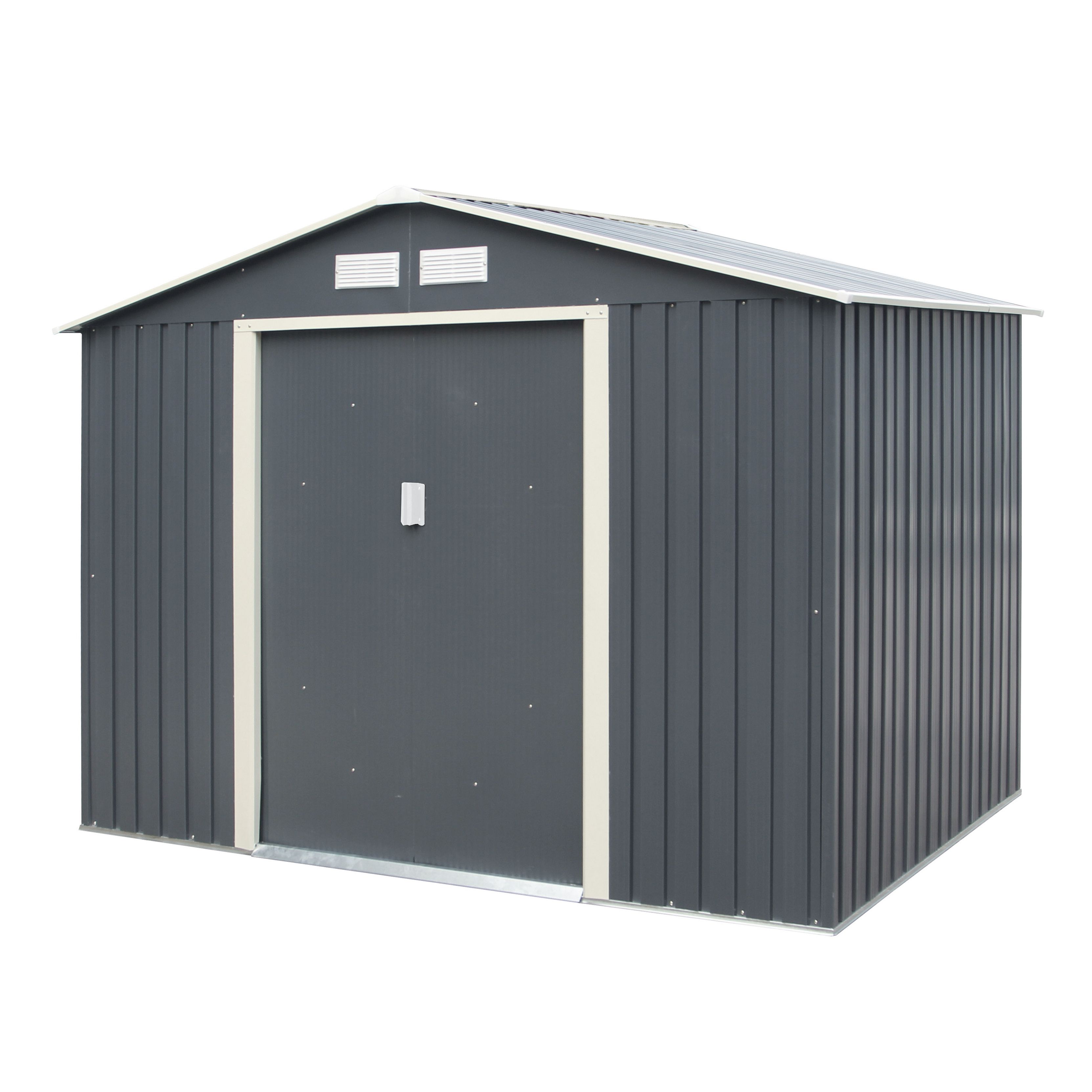 Rowlinson Trentvale 8x6 ft Apex Dark grey Metal 2 door Shed