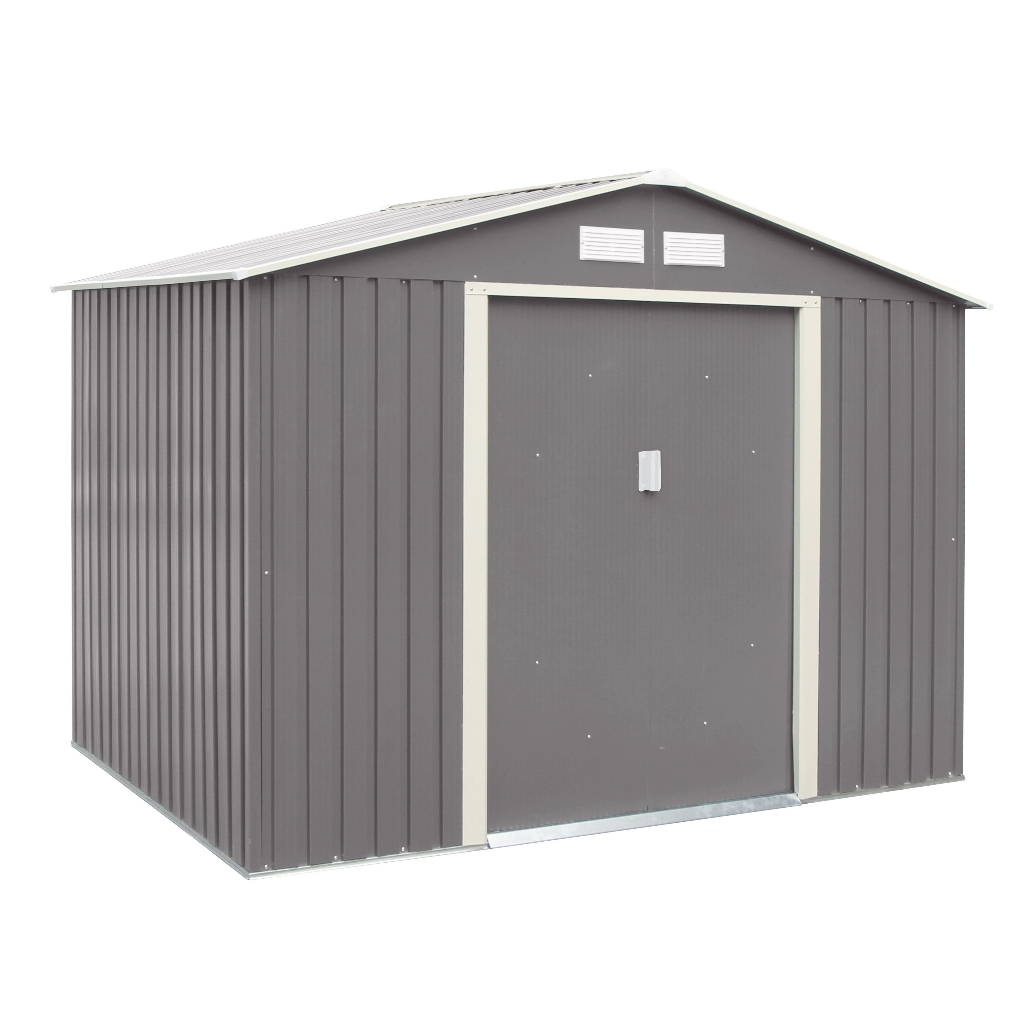 Rowlinson Trentvale 8x6 Ft Apex Light Grey Metal 2 Door Shed | DIY At B&Q