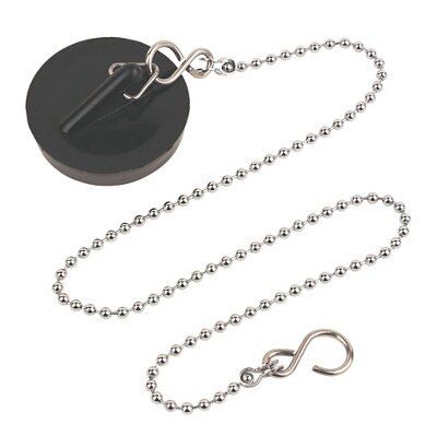 Rubber Chrome effect Bath Plug & chain (L)457.2mm