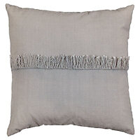 Rural Fringed Grey Cushion (L)50cm x (W)50cm