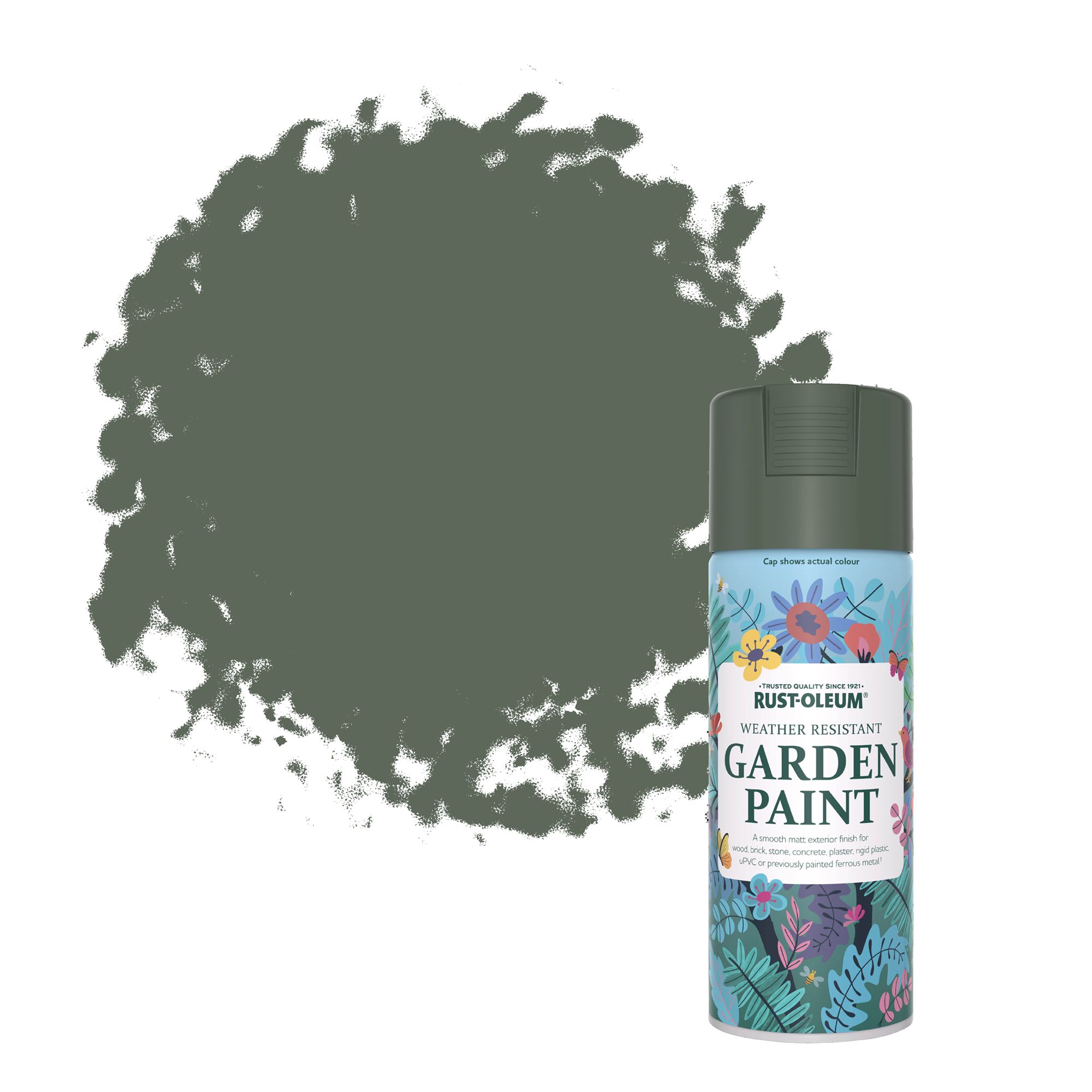 Rust-Oleum All Green Matt Multi-surface Exterior Topcoat Paint, 400ml Spray can