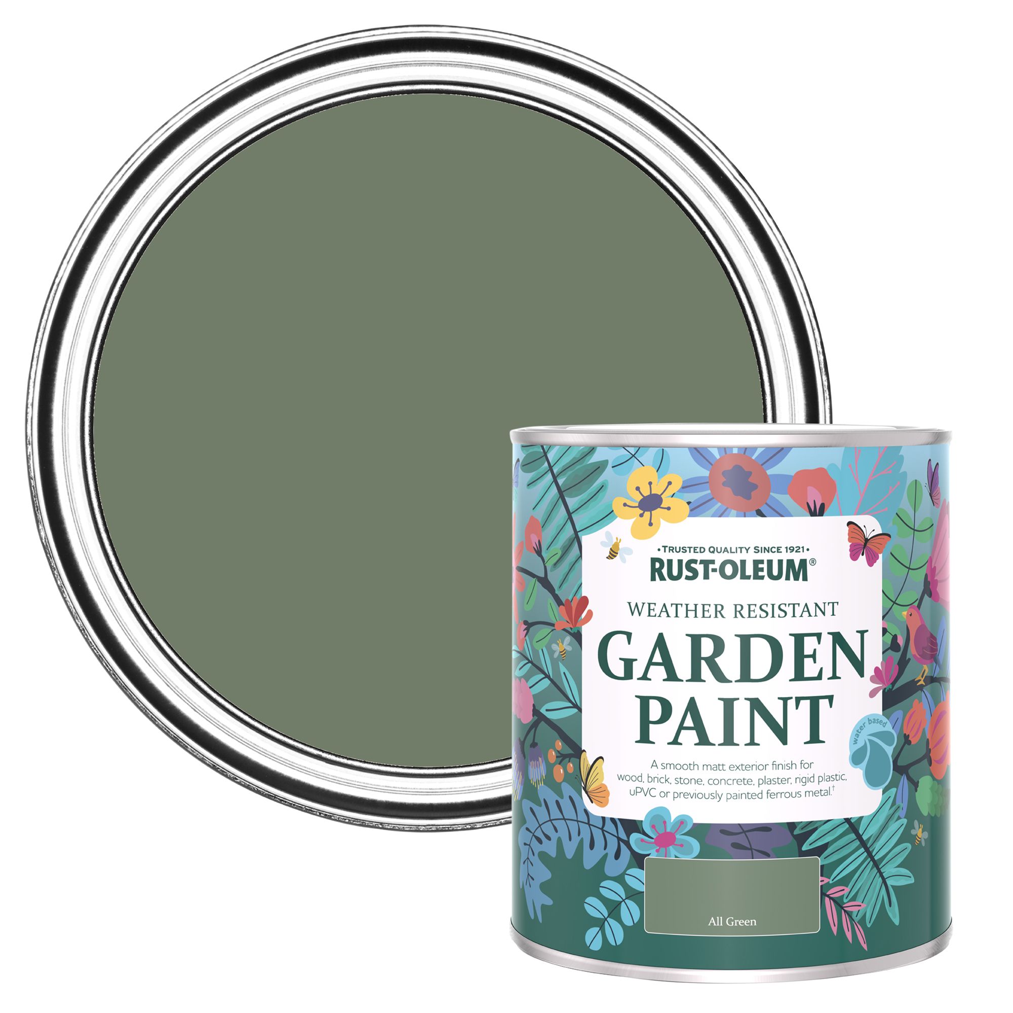 Rust-Oleum All Green Matt Multi-surface Garden Paint, 750ml Tin