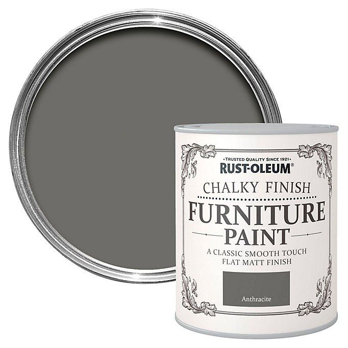 Rust-Oleum Anthracite Chalky effect Matt Furniture paint, 125ml