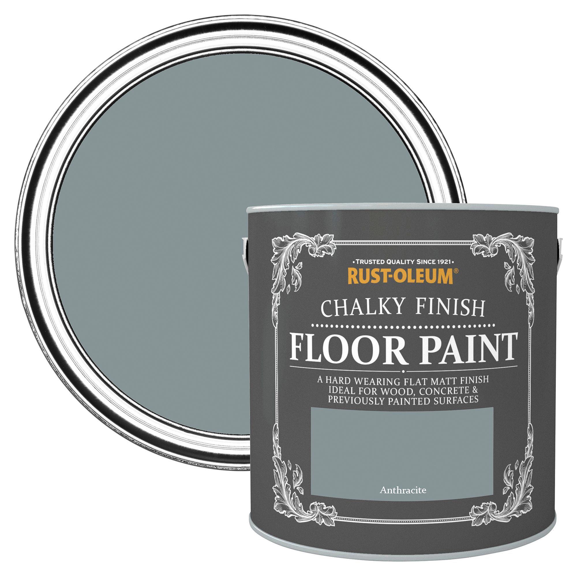 RustOleum Anthracite Flat Matt Floor paint 2.5L DIY at B&Q