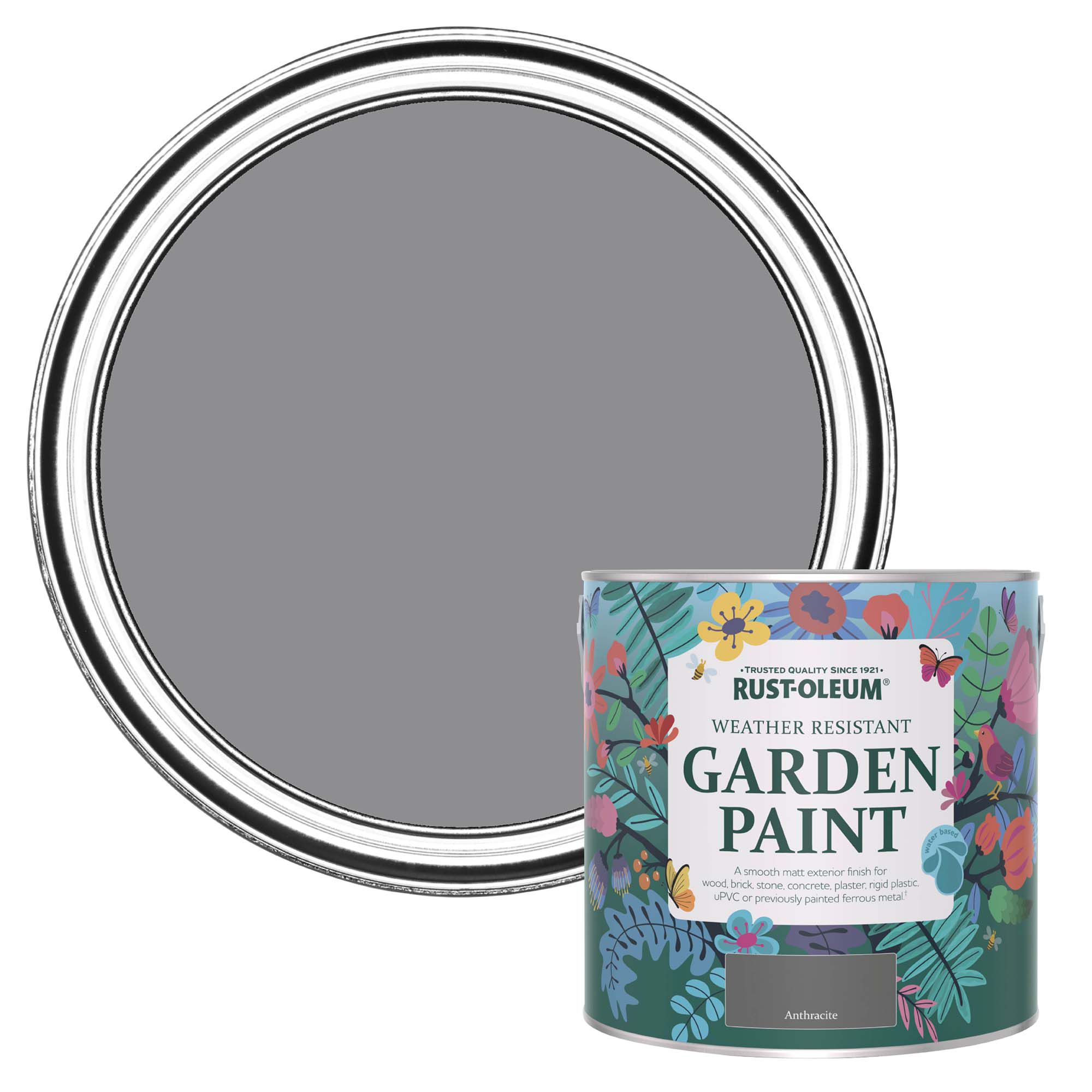 Rust-Oleum Anthracite Matt Multi-surface Exterior Topcoat Paint, 2.5L Tin