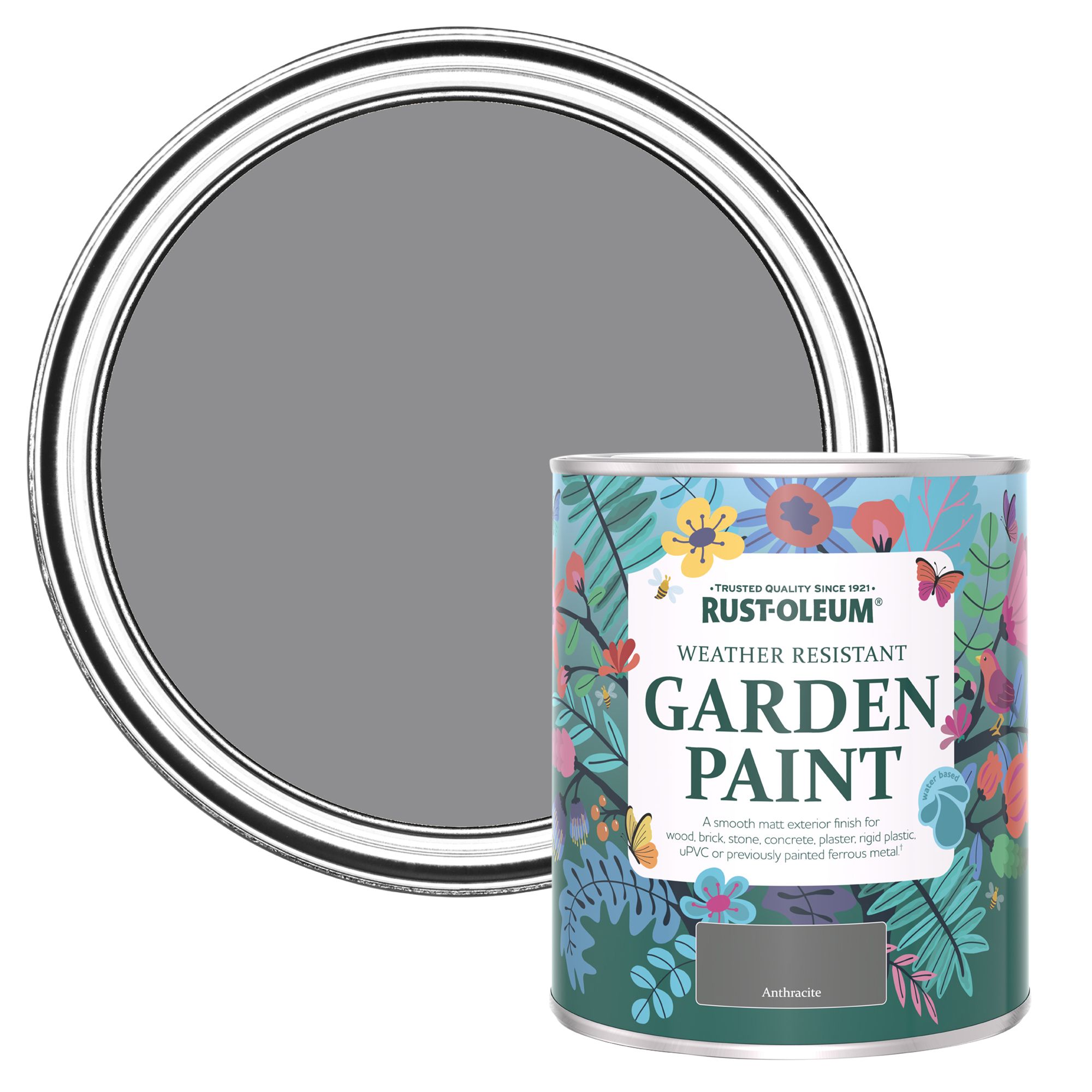 Rust-Oleum Anthracite Matt Multi-surface Garden Paint, 750ml Tin