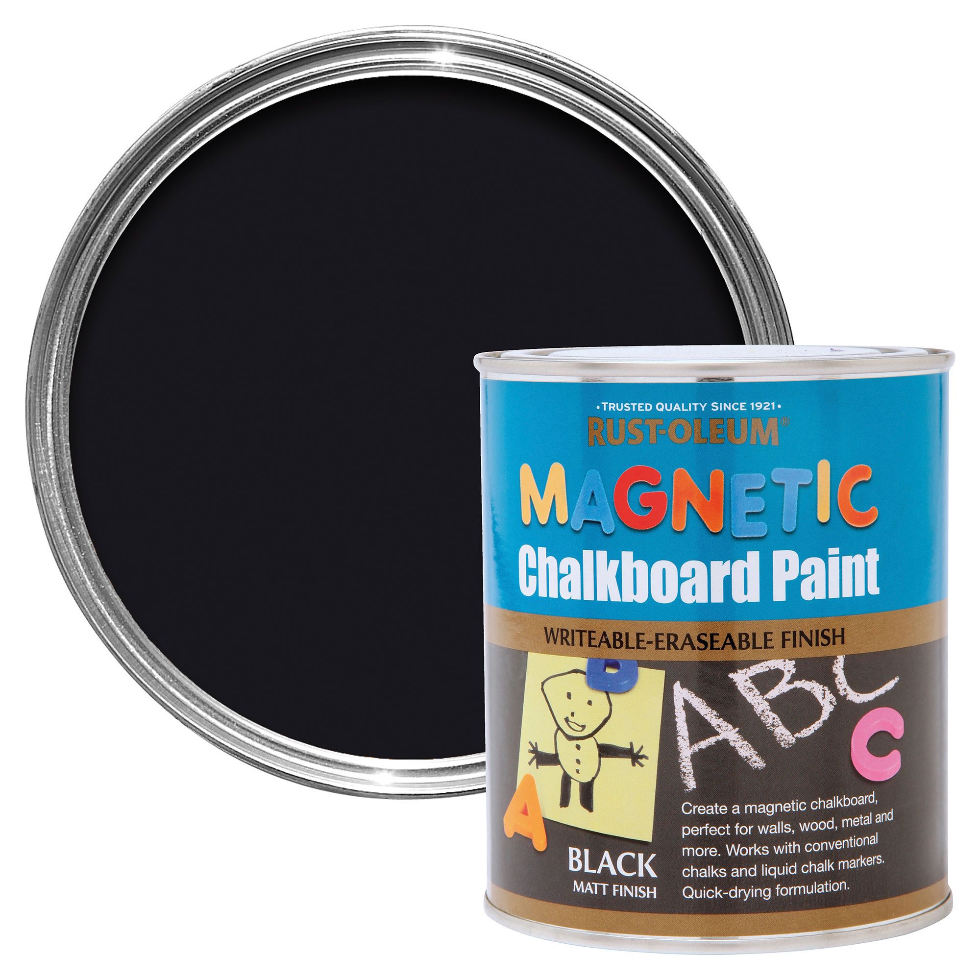 Rust Oleum Black Matt Magnetic Chalkboard Paint 0 5L DIY At B Q   Rust Oleum Black Matt Magnetic Chalkboard Paint 0 5l~5013296030489 02c Bq