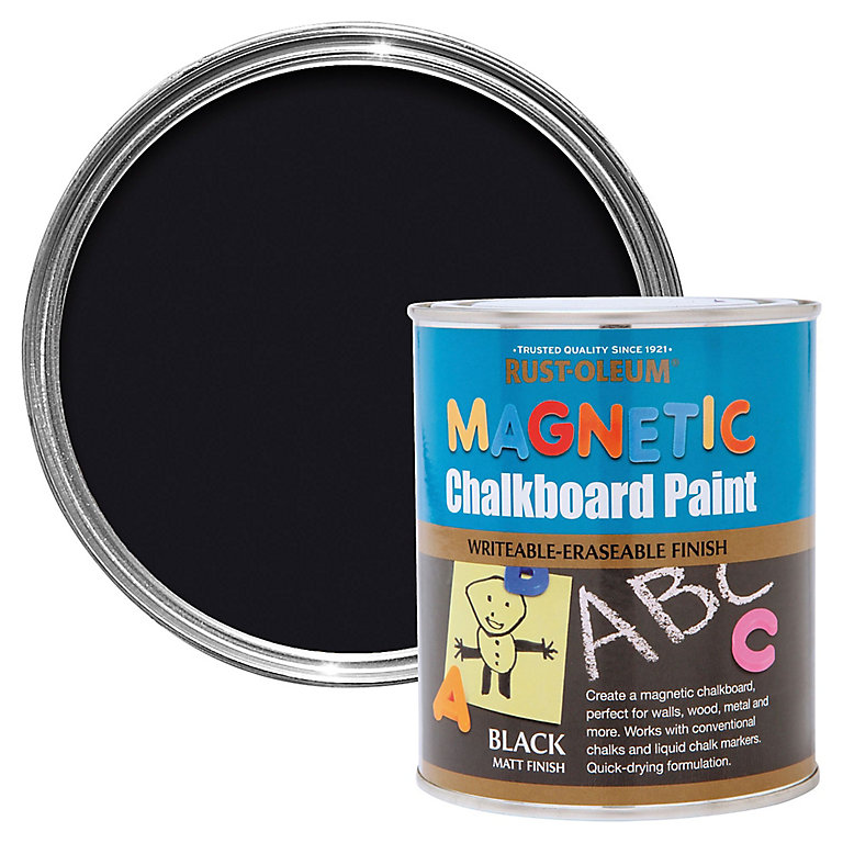Rust Oleum Black Matt Magnetic Chalkboard Paint 0 5l Diy At B Q - Diy Magnetic Chalkboard Paint