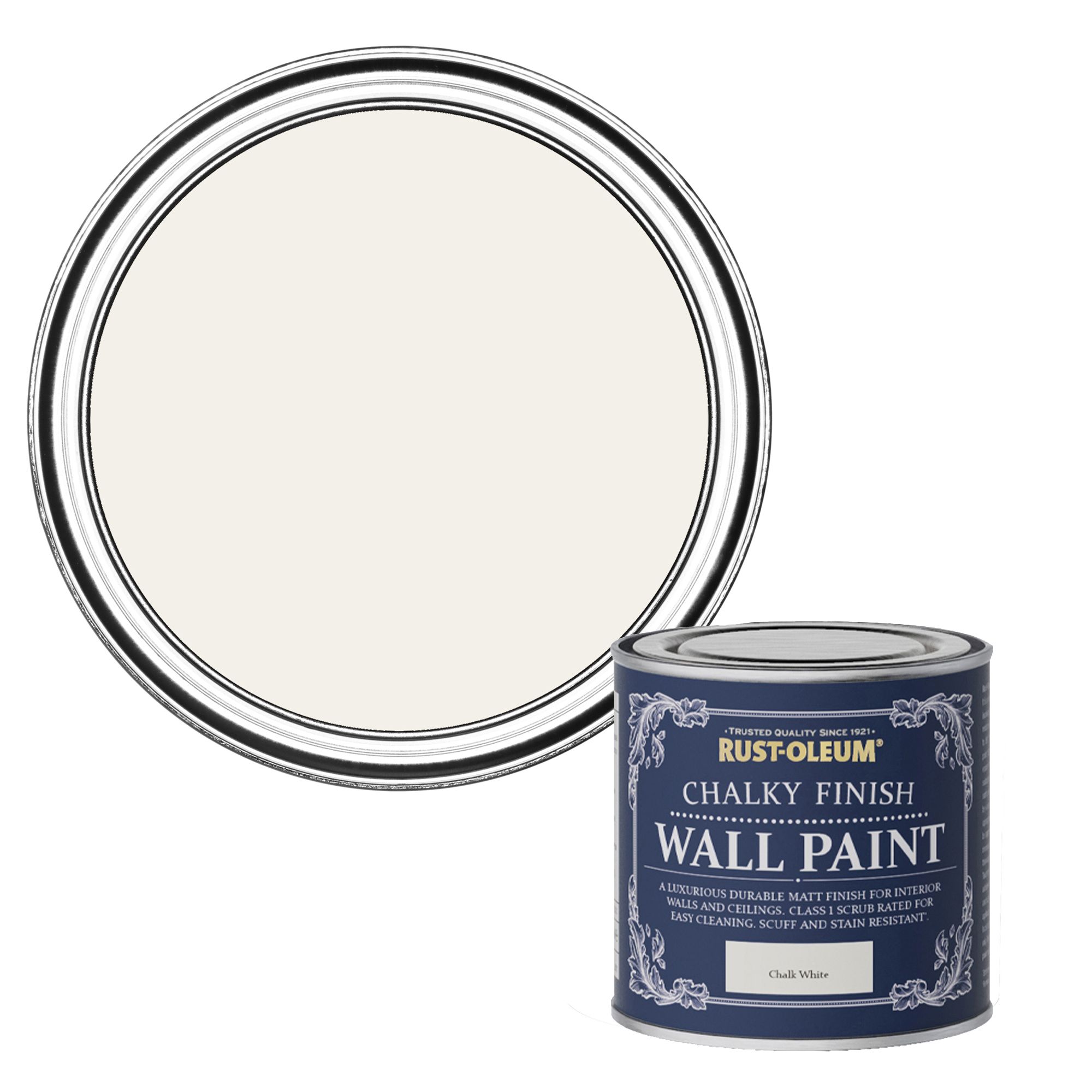 RustOleum Chalk white Chalky Emulsion paint 125ml DIY at B&Q