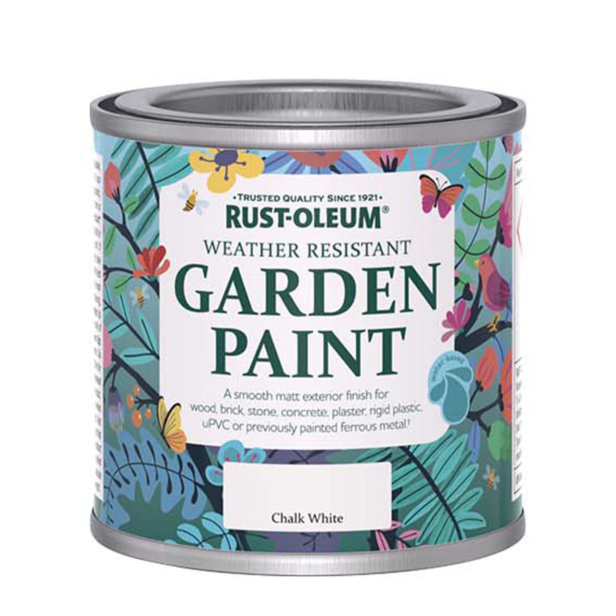 Rust-Oleum Chalk White Matt Multi-surface Exterior Topcoat Paint, 125ml Tin