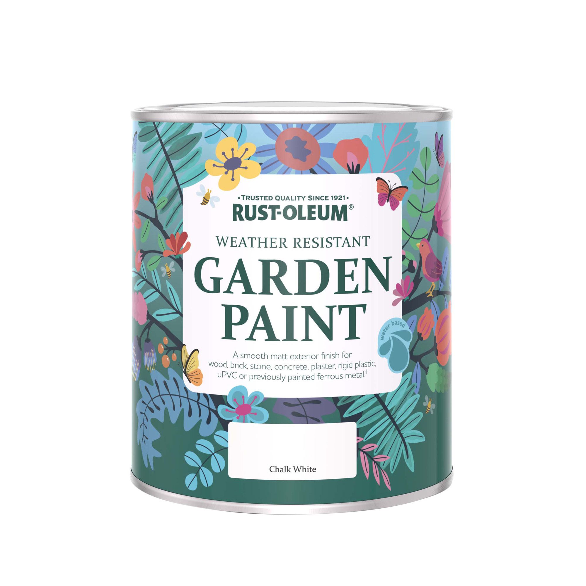 Rust-Oleum Chalk White Matt Multi-surface Exterior Topcoat Paint, 750ml Tin