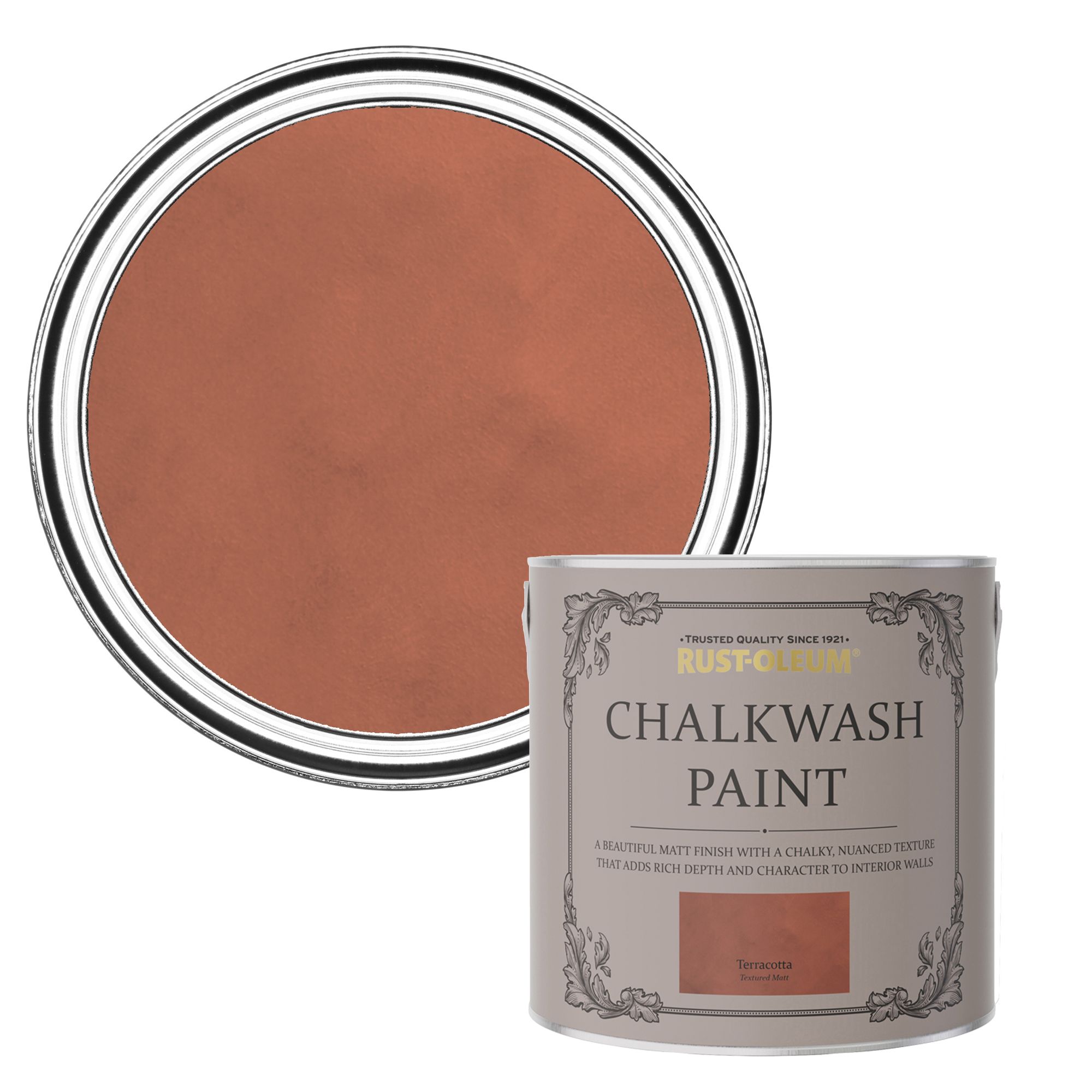 Buy RustOleum Chalkwash Terracotta Flat matt Emulsion paint, 2.5L