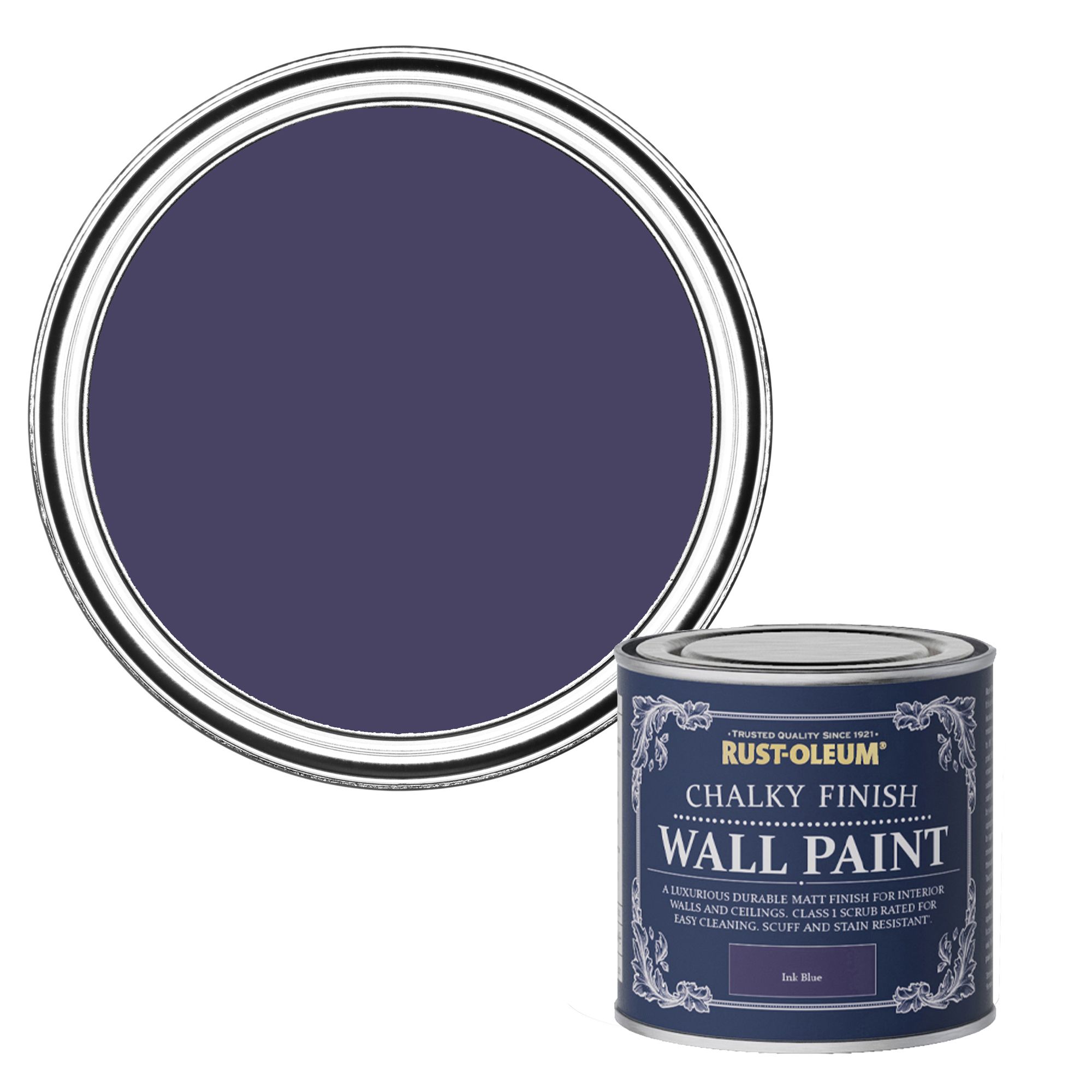 Rust-Oleum Chalky Finish Wall Ink blue Flat matt Emulsion paint, 125ml