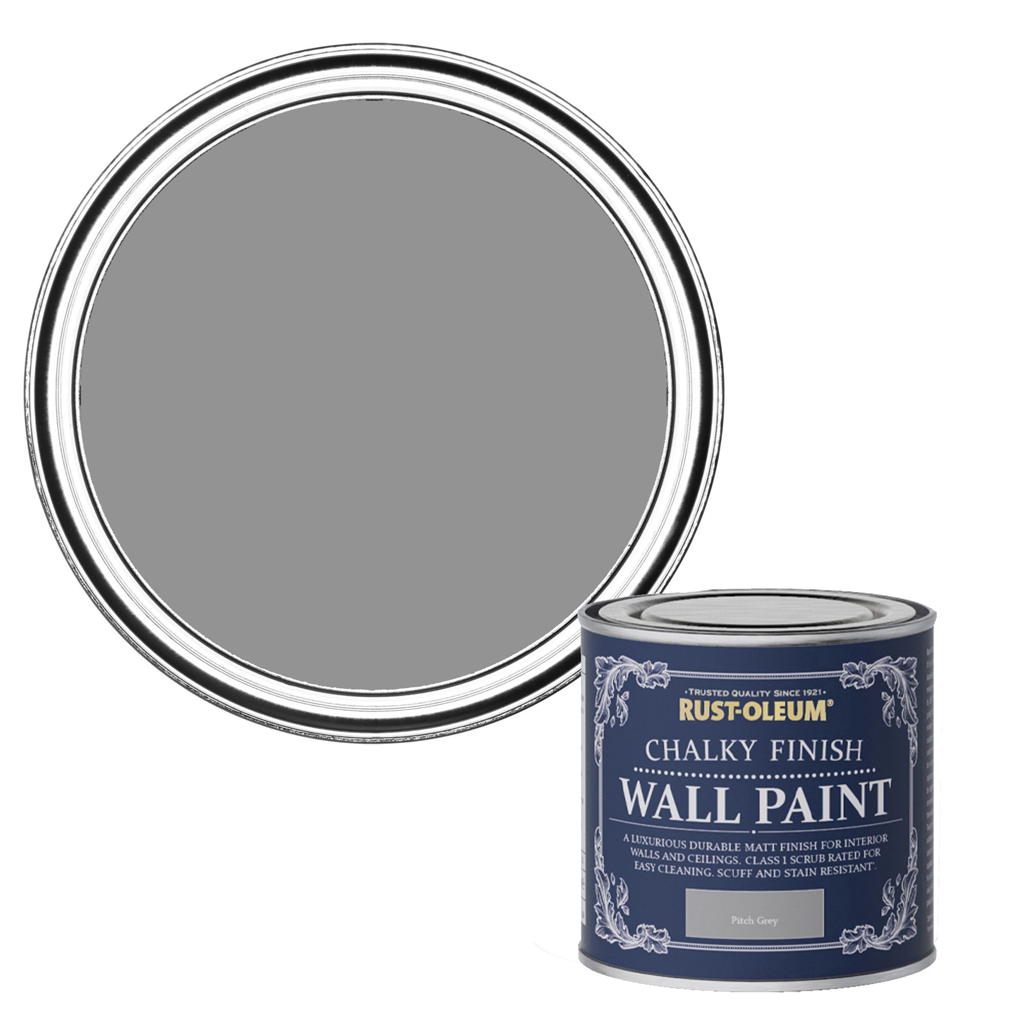 Rust-Oleum Chalky Finish Wall Pitch grey Flat matt Emulsion paint, 125ml