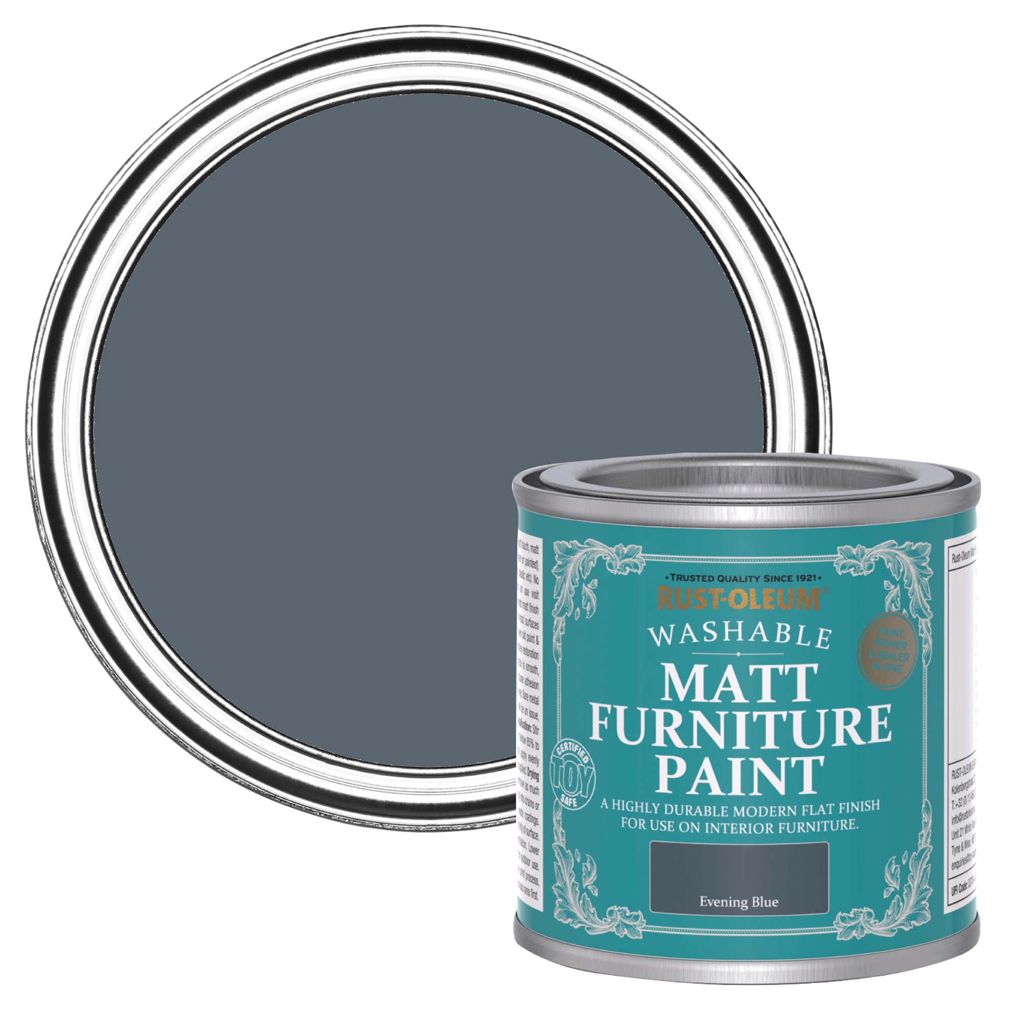 RustOleum Evening Blue Matt Furniture paint, 125ml DIY at B&Q