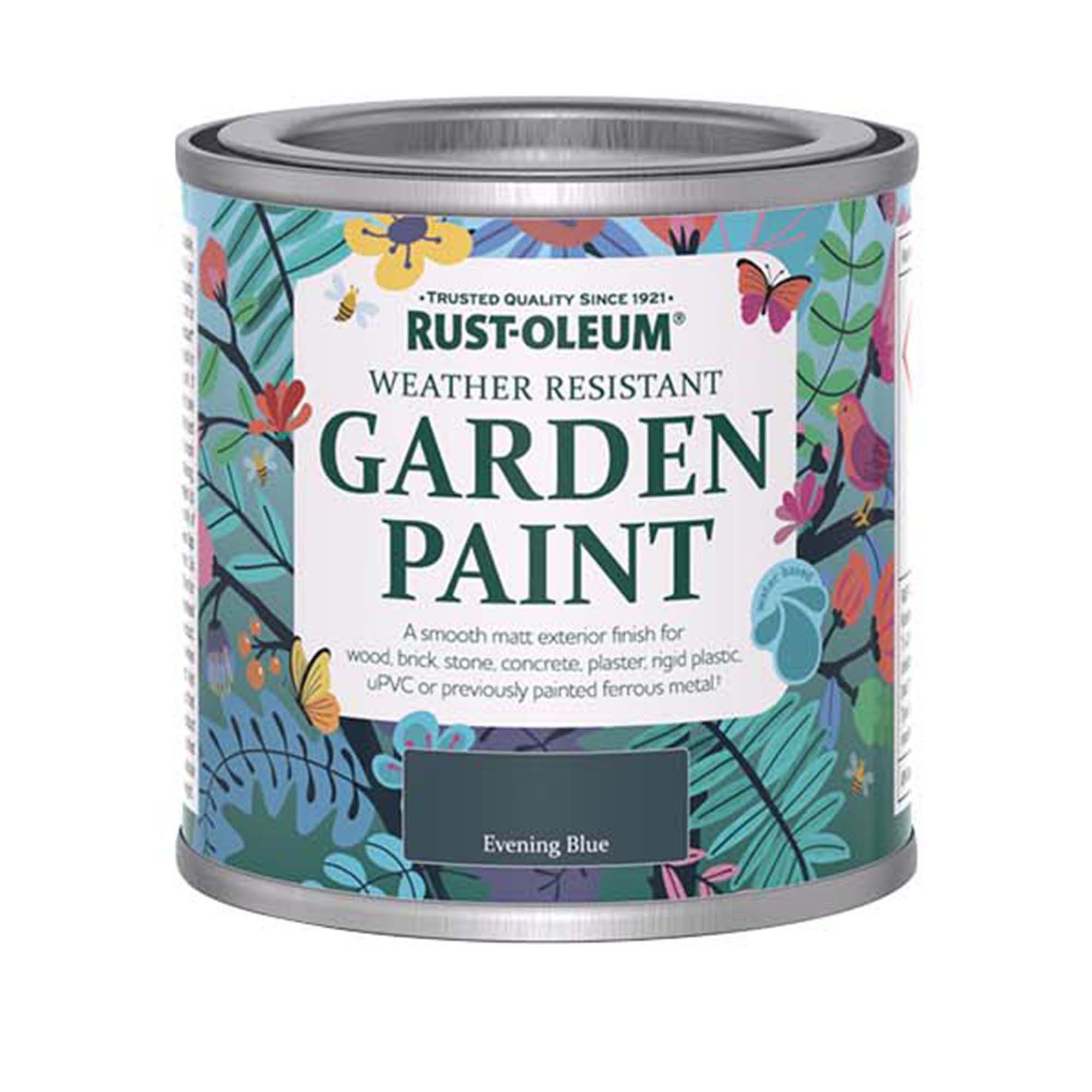 Rust-Oleum Evening Blue Matt Multi-surface Exterior Topcoat Paint, 125ml Tin