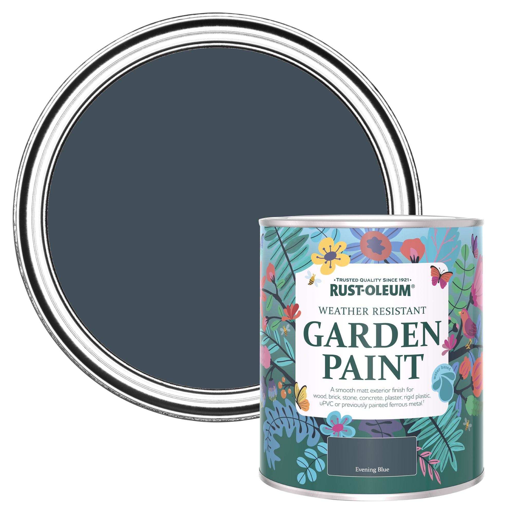 Rust-Oleum Evening Blue Matt Multi-surface Exterior Topcoat Paint, 750ml Tin