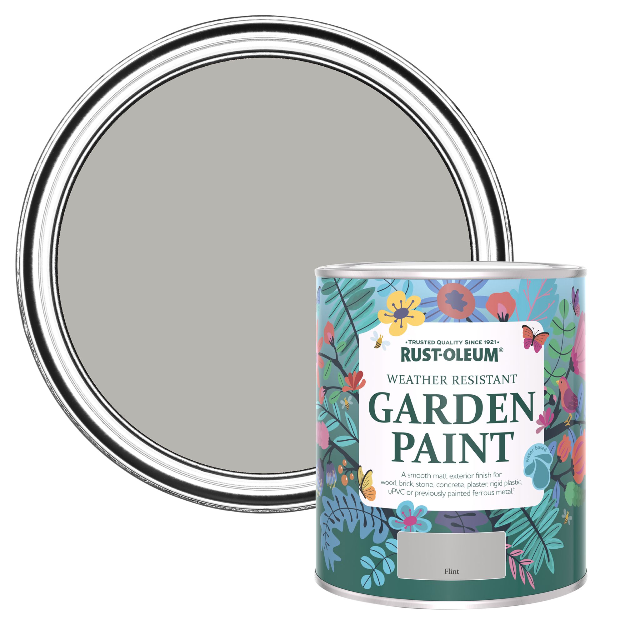 Rust-Oleum Flint Matt Multi-surface Exterior Topcoat Paint, 750ml Tin