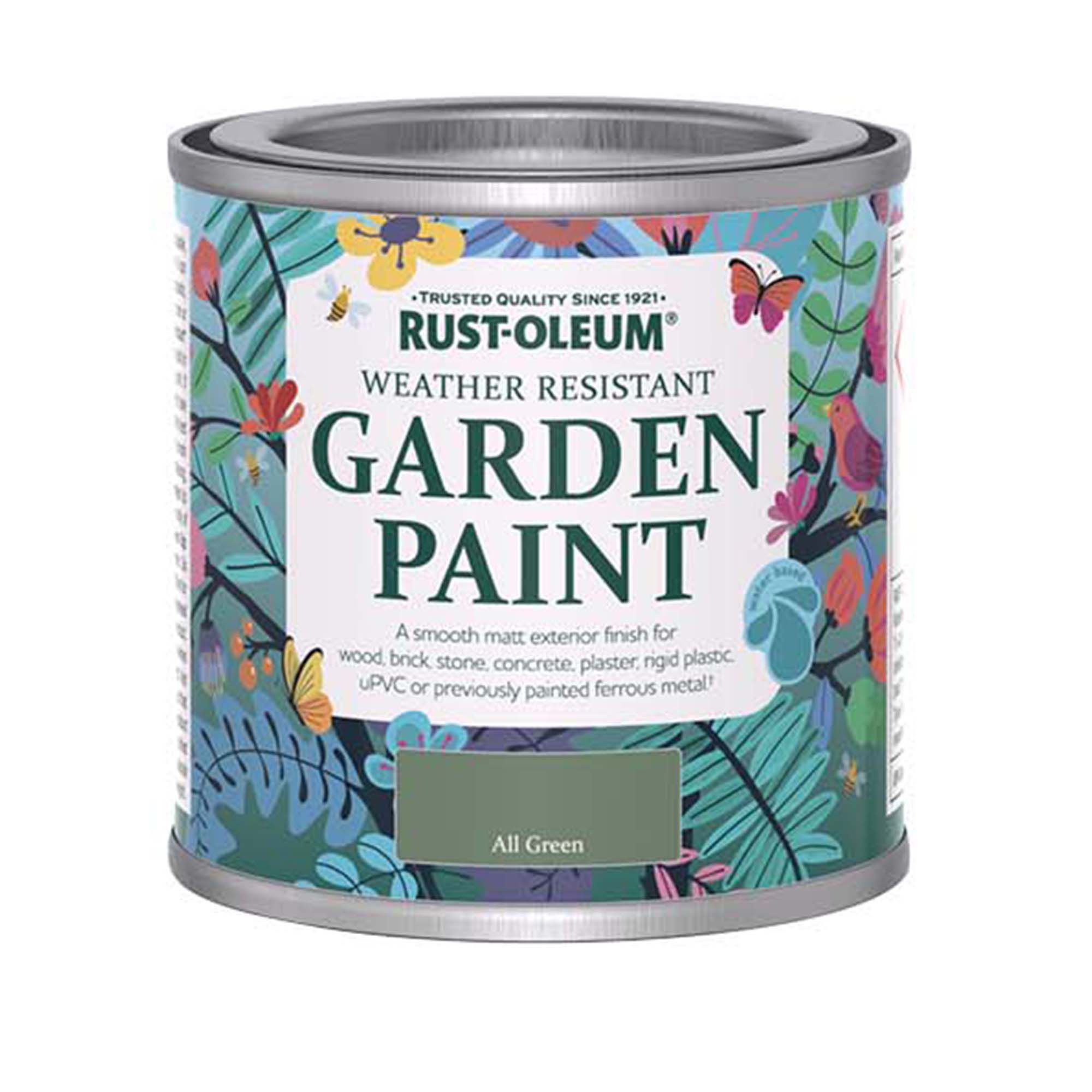 Rust-Oleum Garden Paint All Green Matt Multi-surface Exterior Topcoat Paint, 125ml Tin