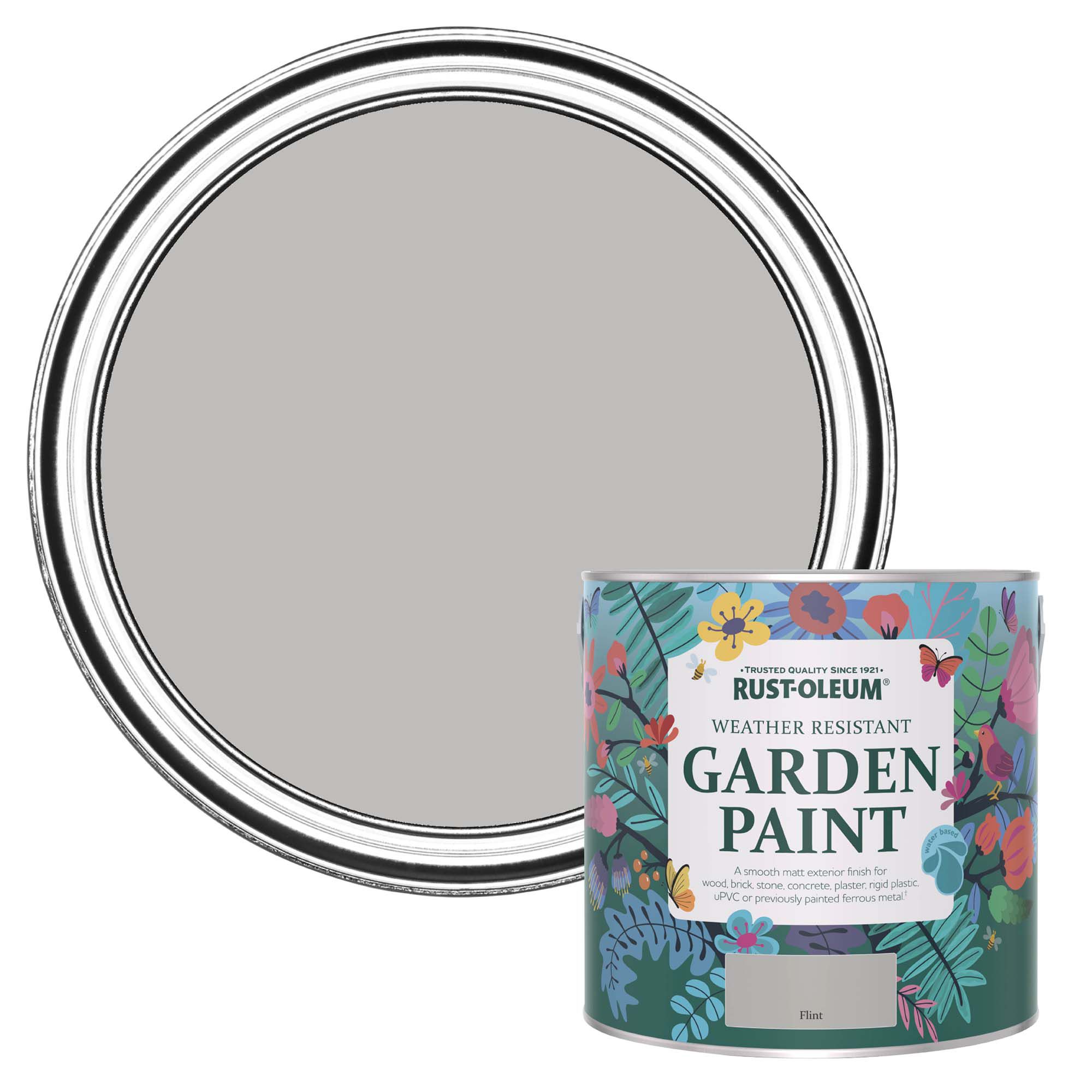 Rust-Oleum Garden Paint Flint Matt Multi-surface Garden Paint, 2.5L Tin