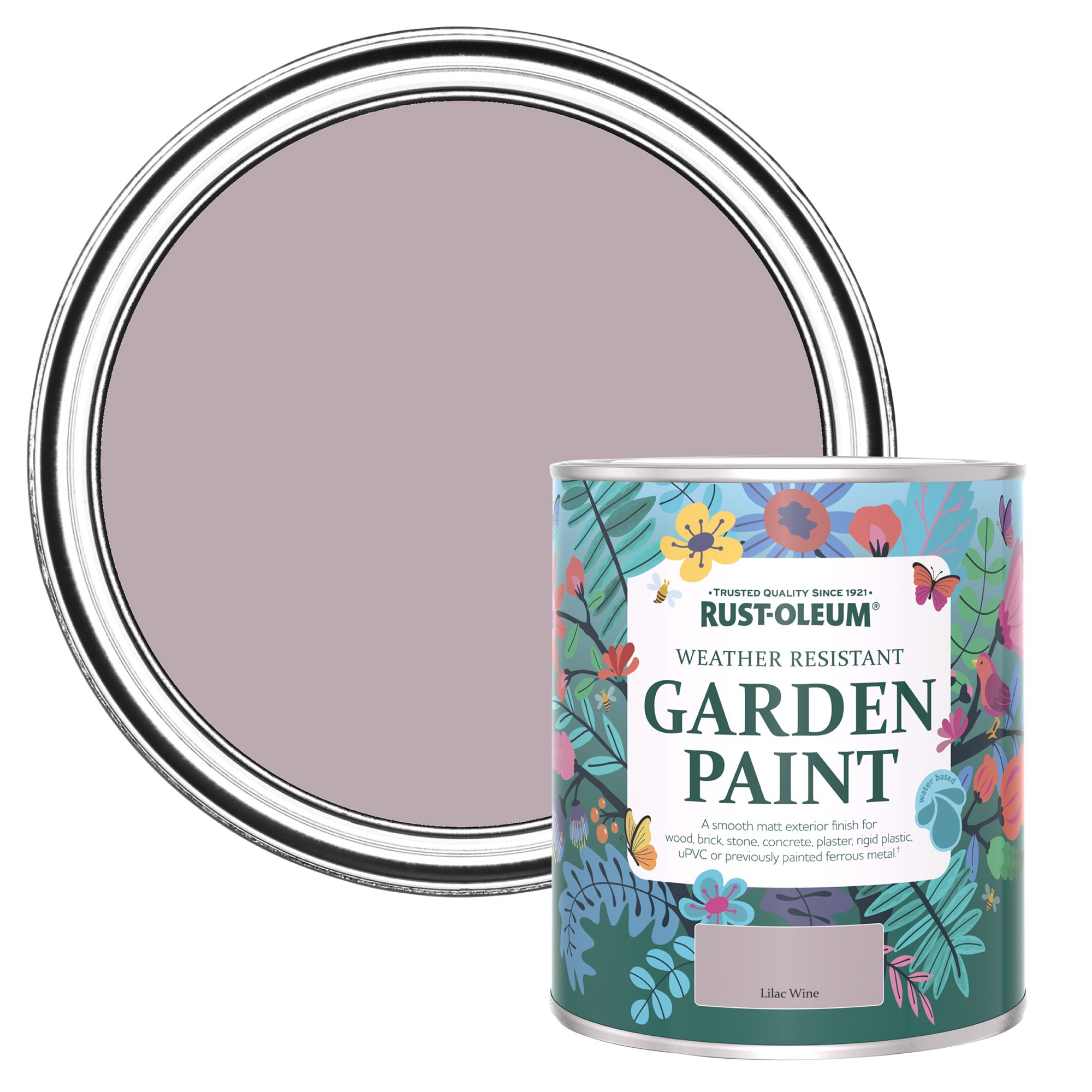 Rust-Oleum Garden Paint Lilac Wine Matt Multi-surface Garden Paint, 750ml Tin