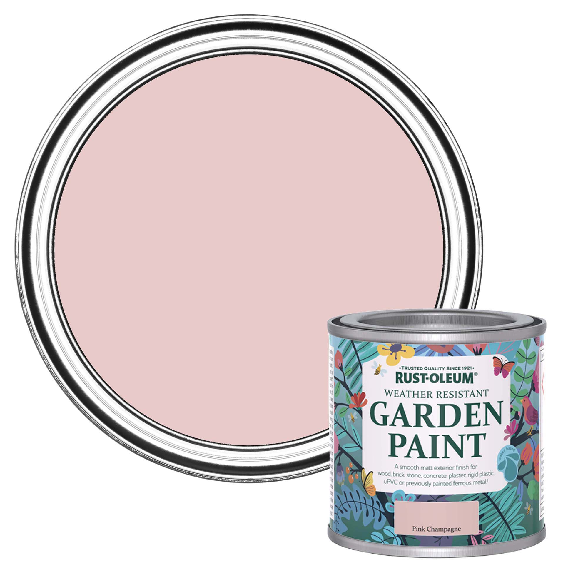 Rust-Oleum Garden Paint Pink Champagne Matt Multi-surface Garden Paint, 125ml Tin