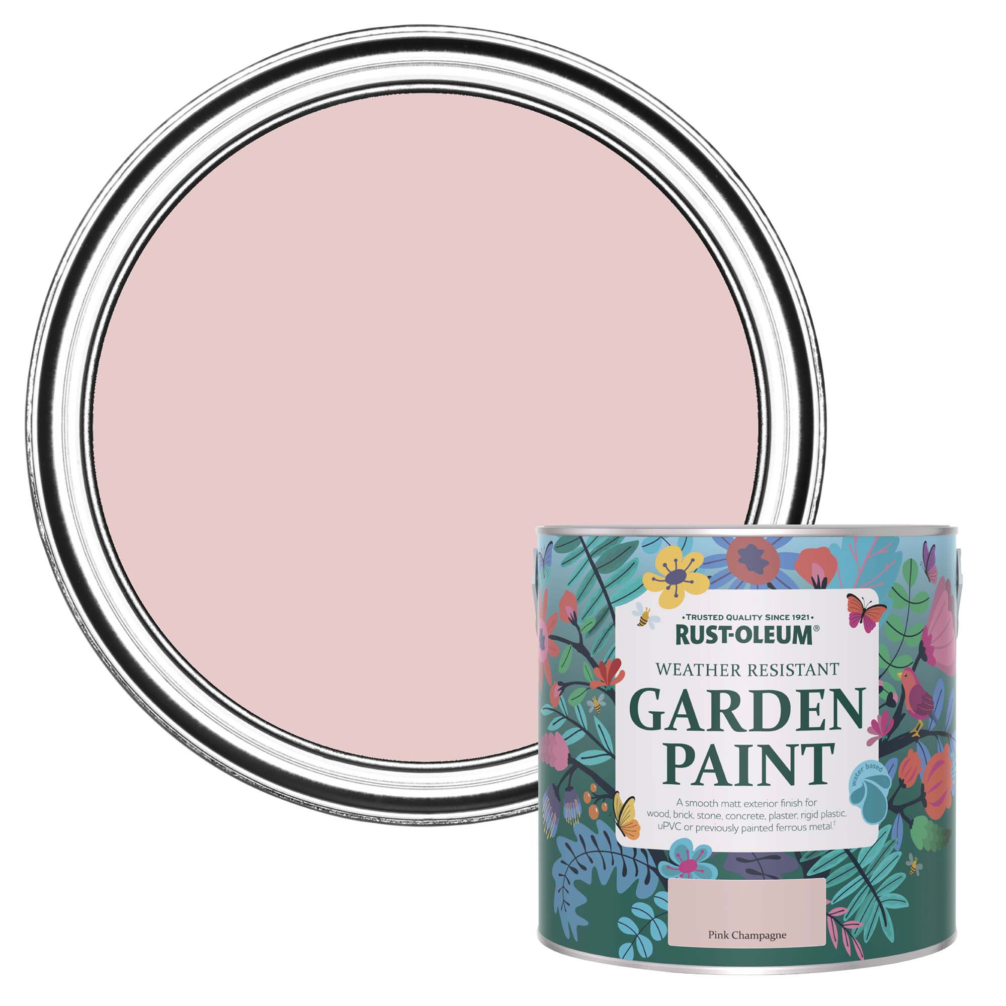 Rust-Oleum Garden Paint Pink Champagne Matt Multi-surface Garden Paint, 2.5L Tin