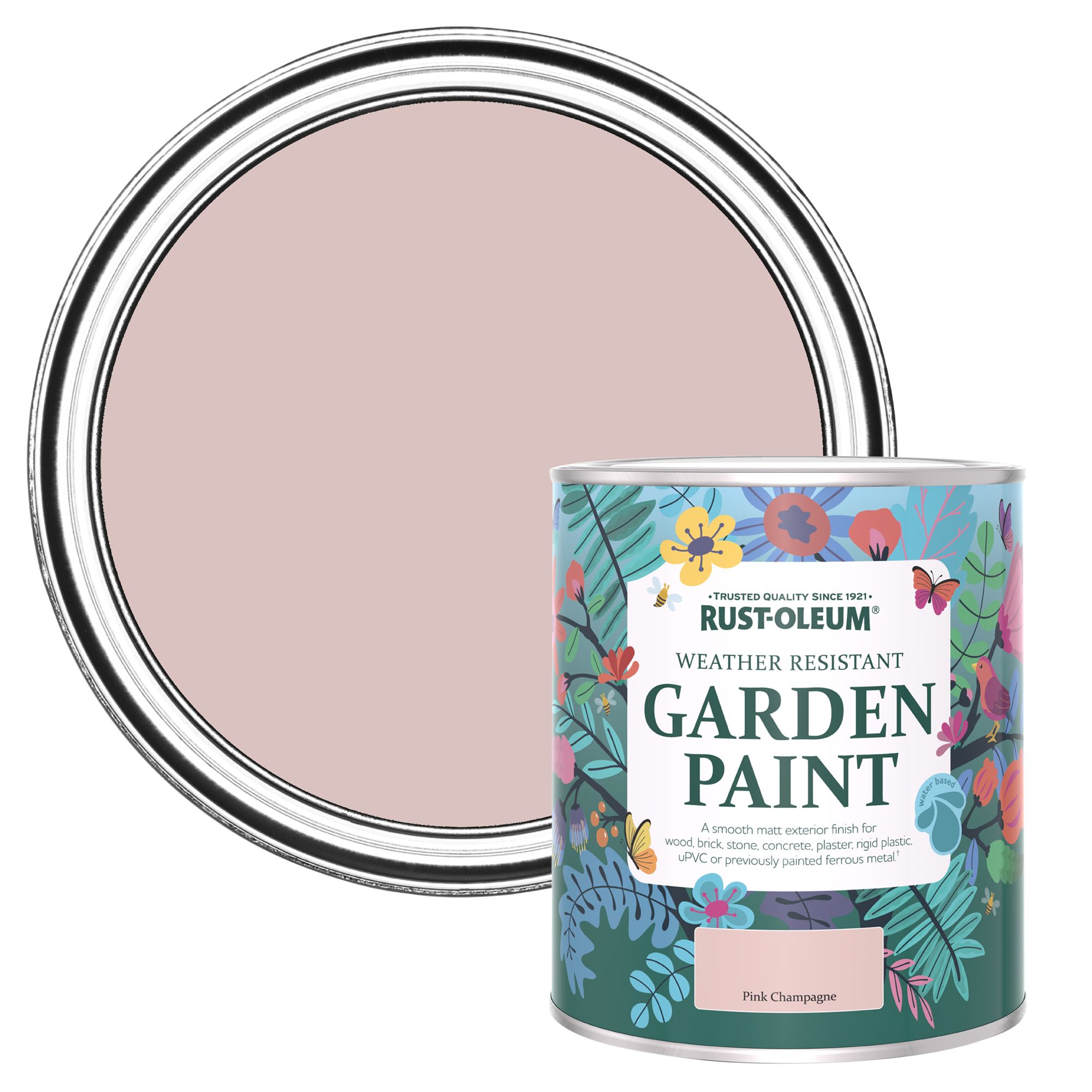 Rust-Oleum Garden Paint Pink Champagne Matt Multi-surface Garden Paint, 750ml Tin