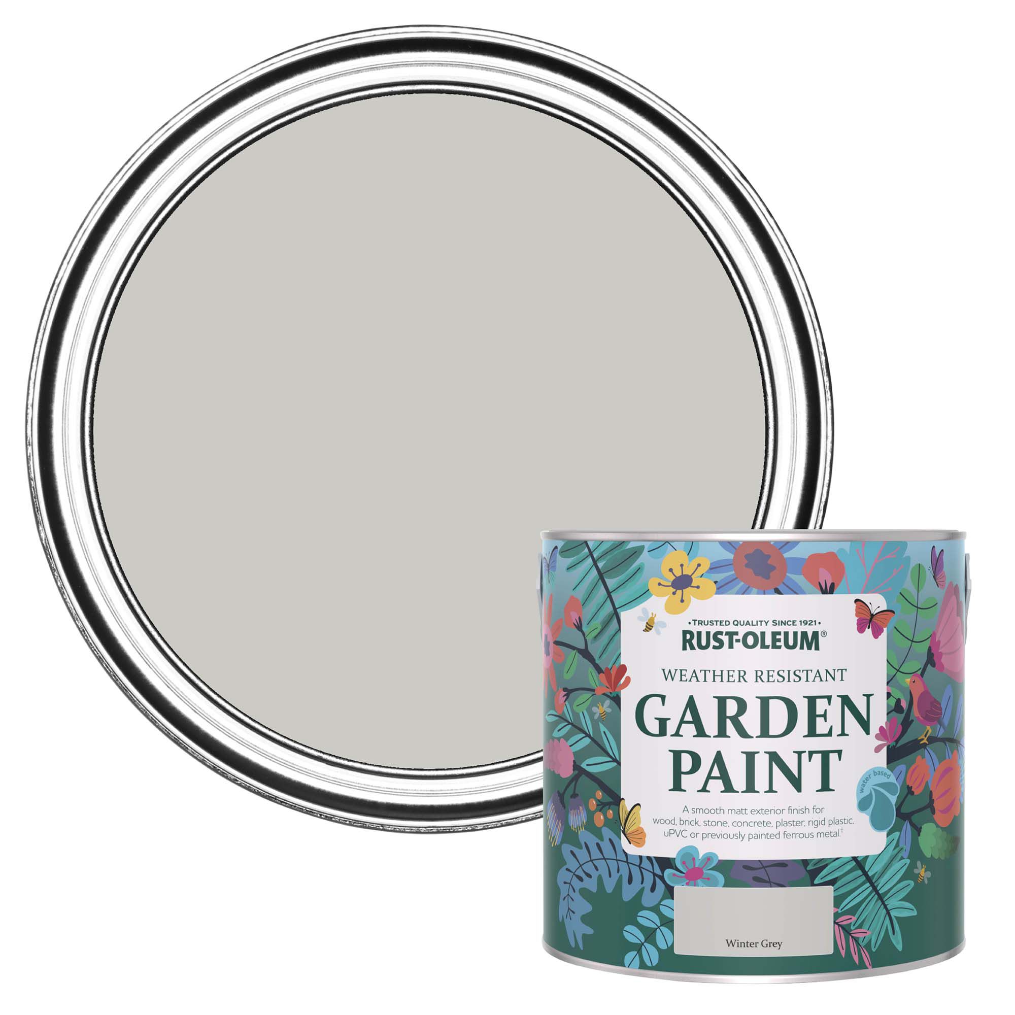 RustOleum Garden Paint Winter Grey Matt Multisurface Garden Paint, 2