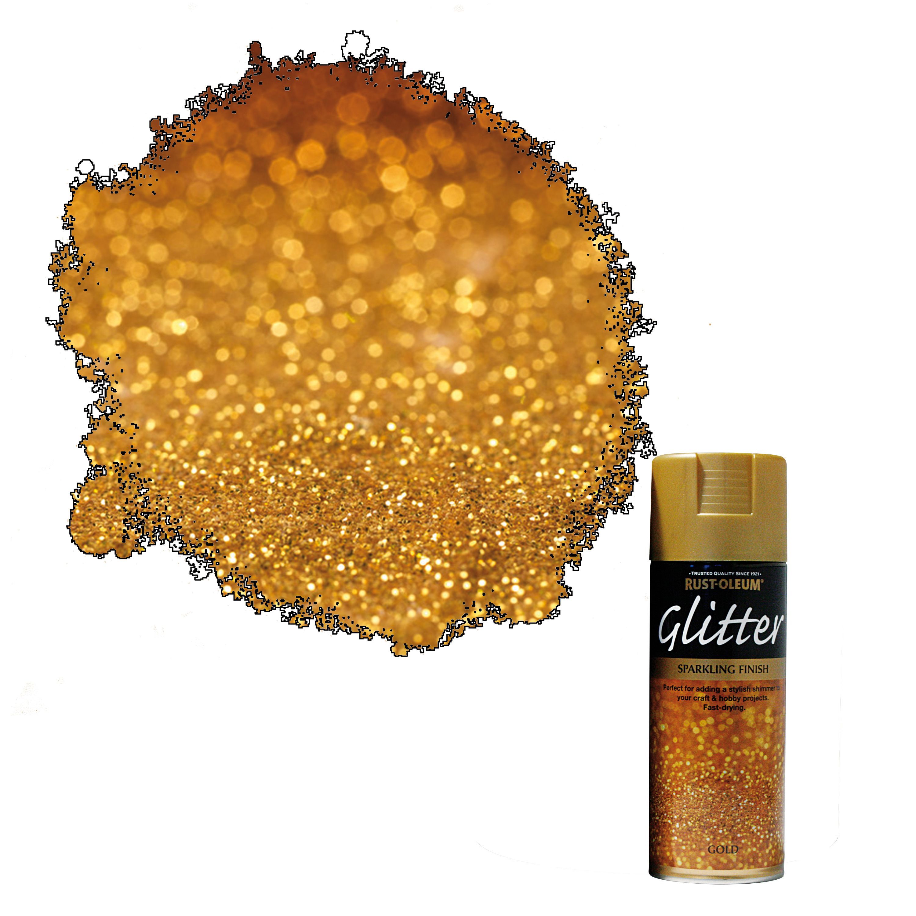 Rust Oleum Glitter Gloss Gold glitter effect Multi surface Spray paint 400ml DIY at B Q