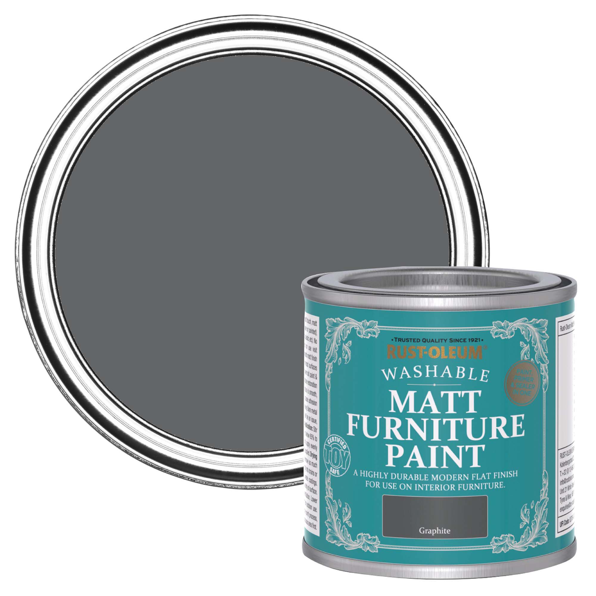 RustOleum Graphite Matt Furniture paint, 125ml DIY at B&Q