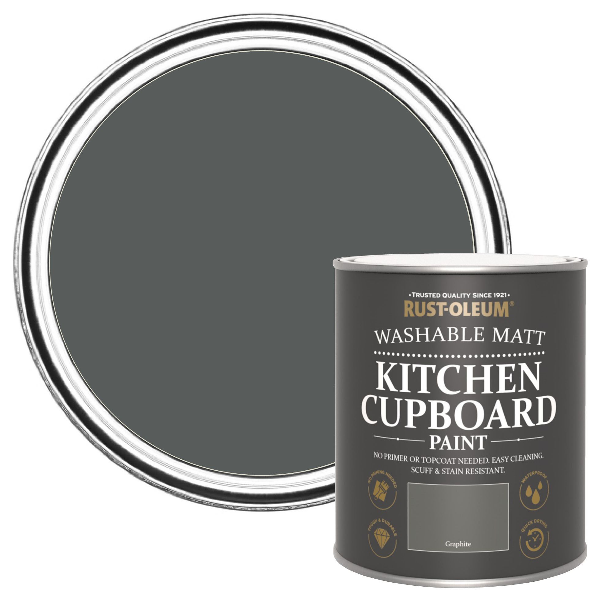 Rust-Oleum Graphite Matt Kitchen Cupboard paint, 750ml