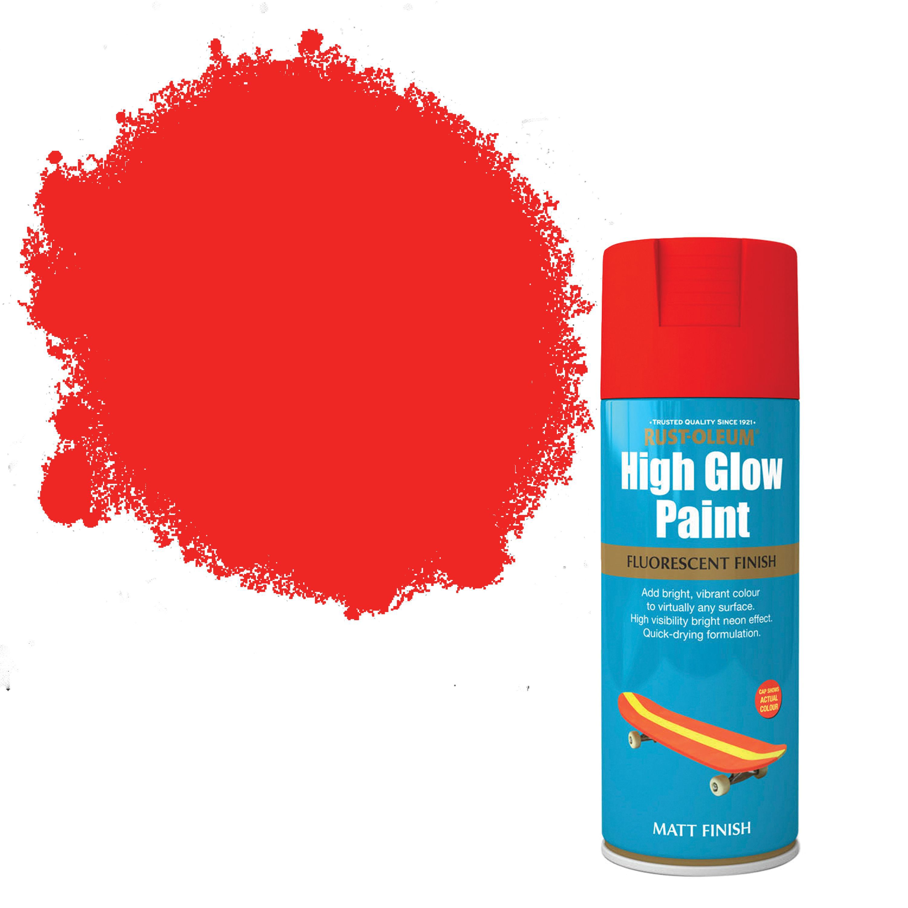 Rust-Oleum High Glow Red orange Matt Fluorescent effect Multi-surface Protector Spray paint, 400ml