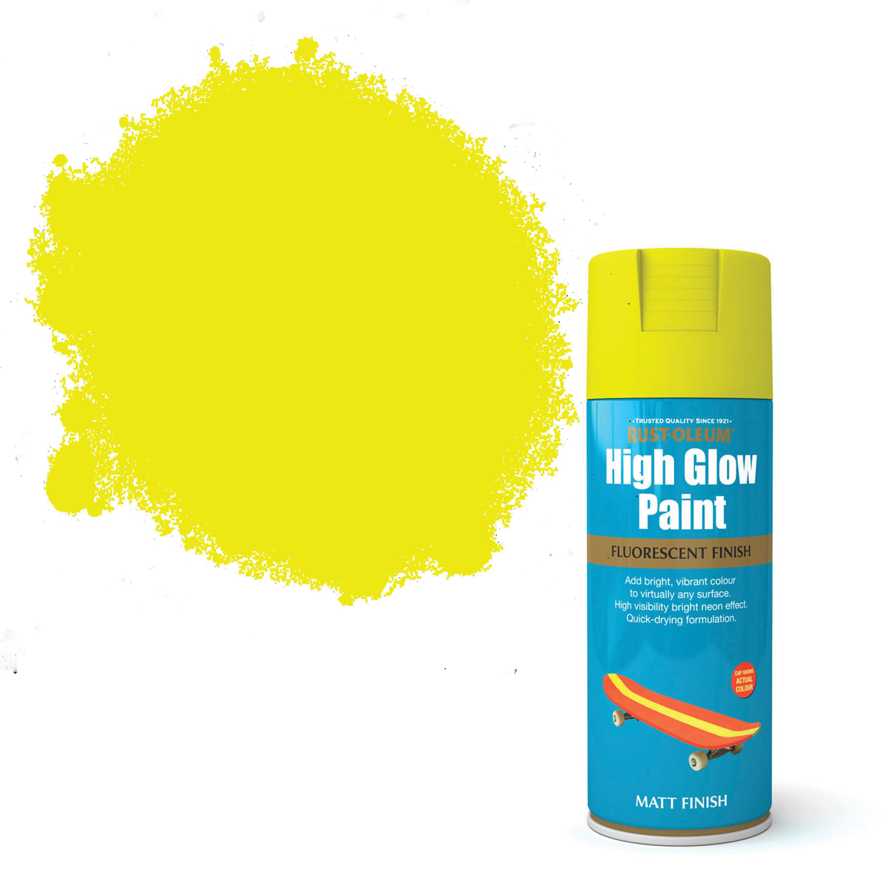 Rust-Oleum Yellow Matt Neon effect Multi-surface Spray paint, 150ml