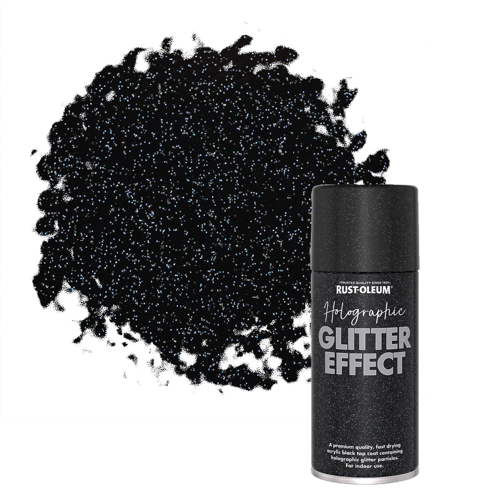 Rust-Oleum Holographic Black Glitter effect Multi-surface Topcoat Spray  paint, 150ml