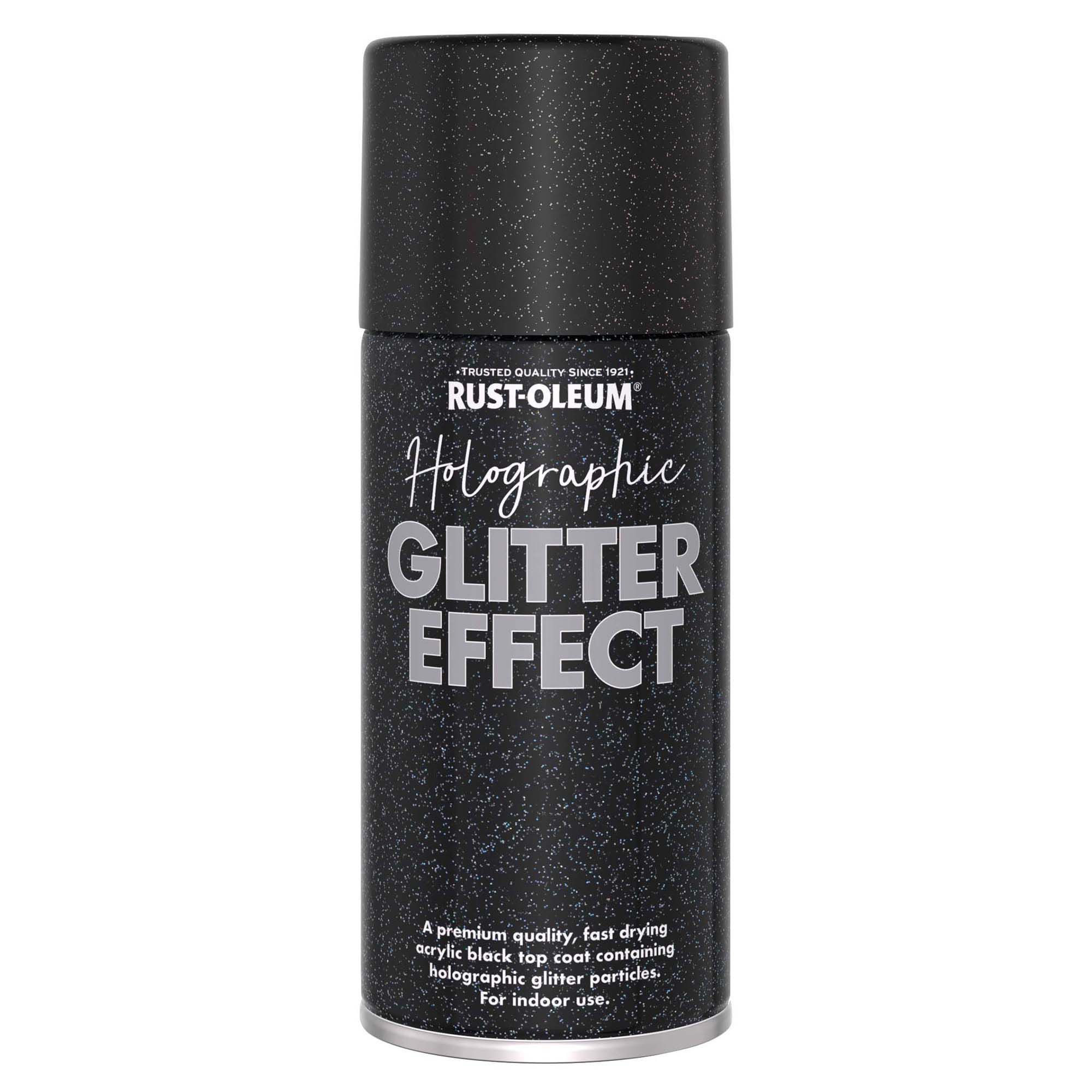 Rust-Oleum Holographic Black Glitter effect Multi-surface Topcoat Spray paint, 150ml