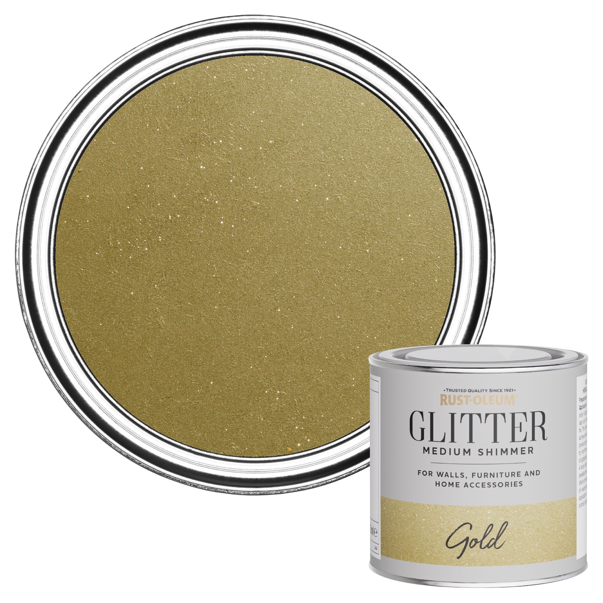 Rust-Oleum Medium Shimmer Gold Glitter effect Mid sheen Multi-surface Topcoat Paint glitter, 250ml