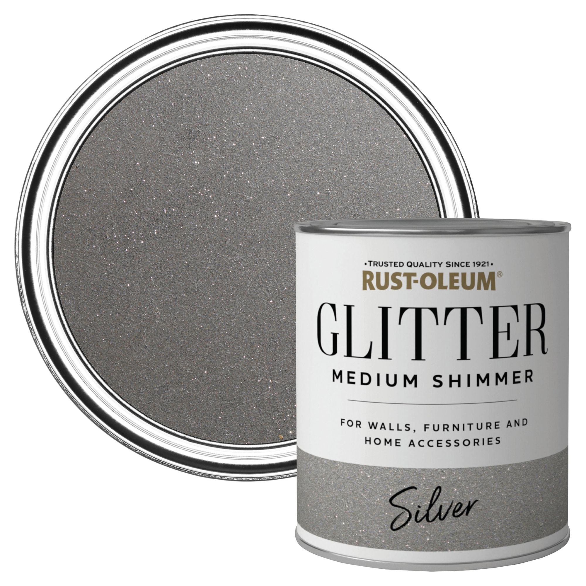 RustOleum Medium Shimmer Silver Glitter effect Mid sheen Multisurface