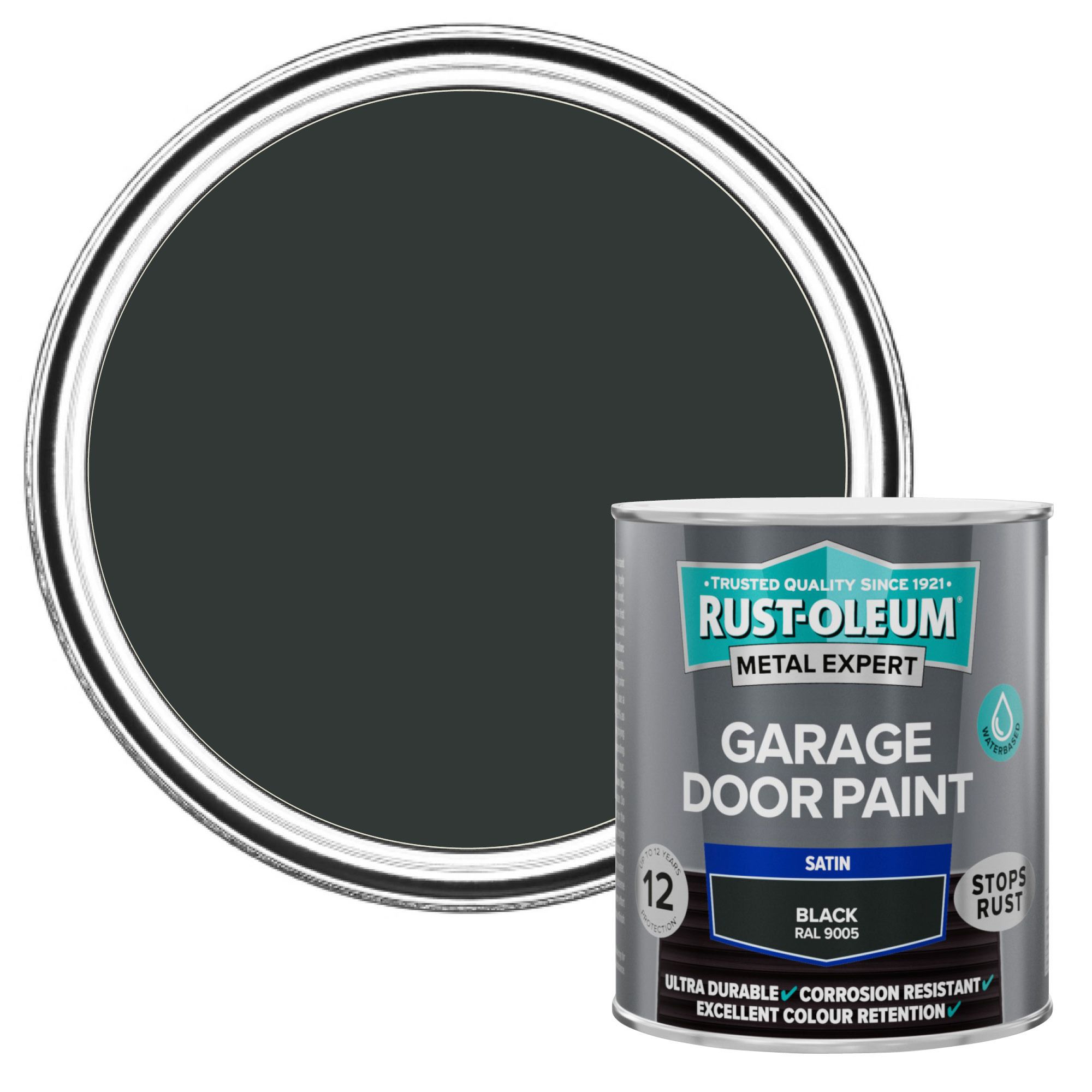 Rust-Oleum Metal Expert Black Satin Garage door paint, 750ml