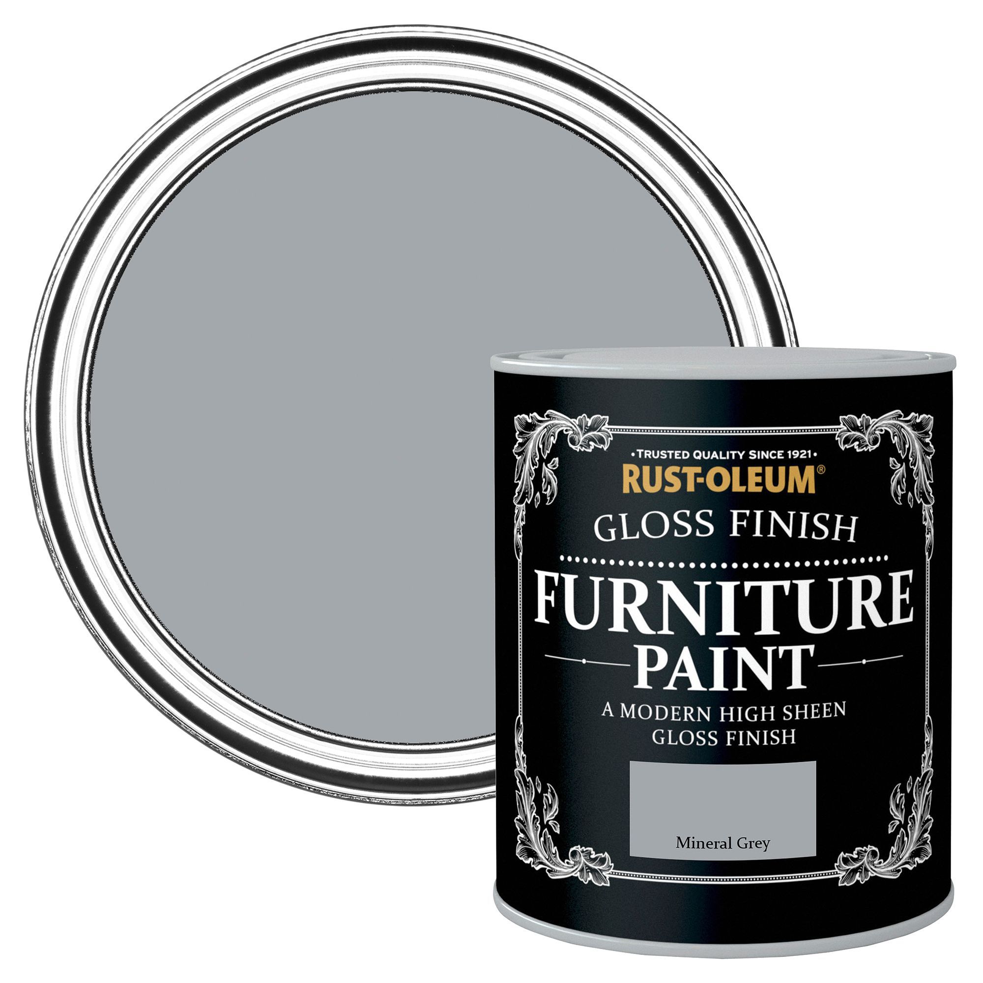 Rust Oleum Mineral Grey Gloss Furniture Paint 750 Ml Diy At B Q