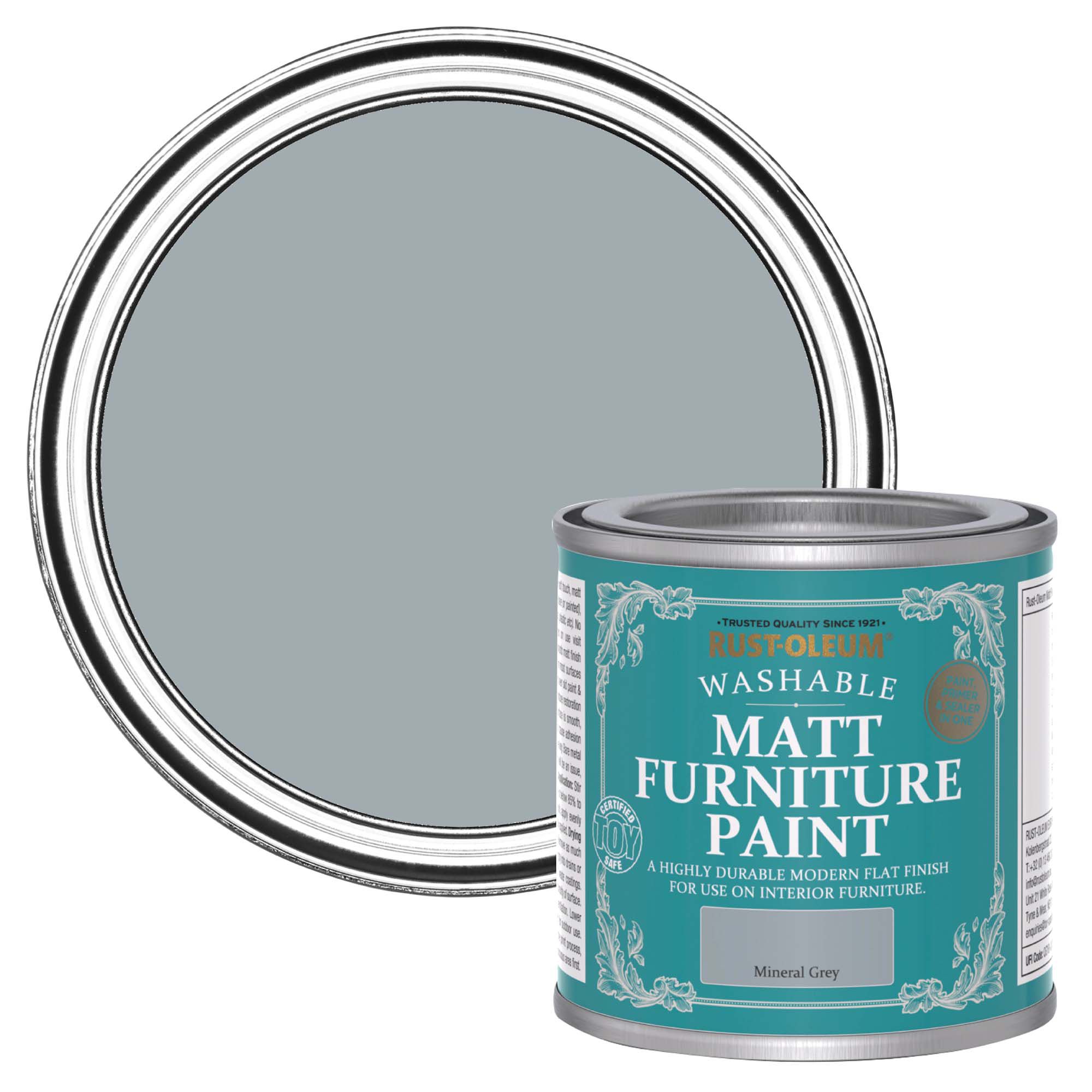 RustOleum Mineral Grey Matt Furniture paint, 125ml DIY at B&Q