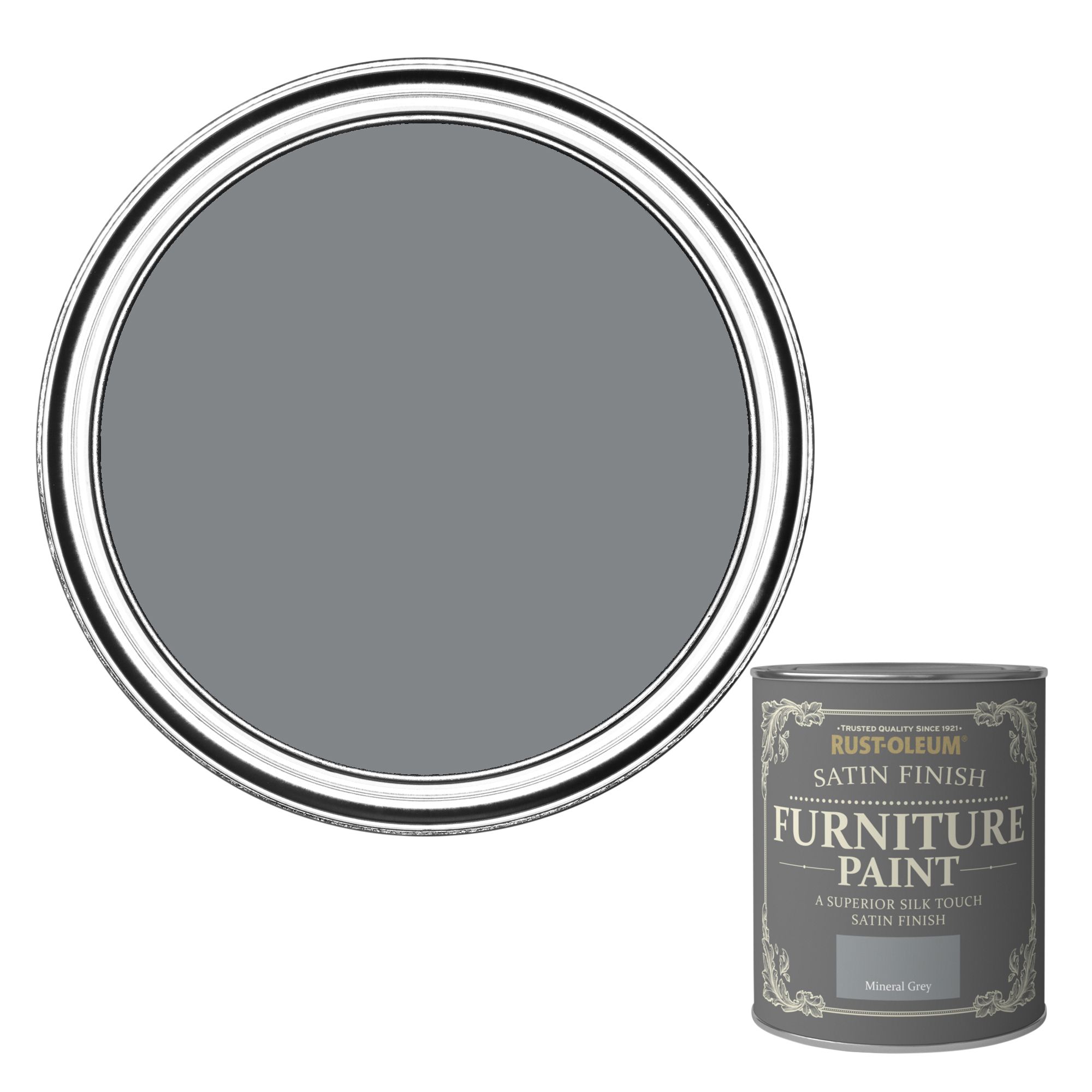 Rust-Oleum Mineral grey Satin Furniture paint, 125ml | DIY at B&Q