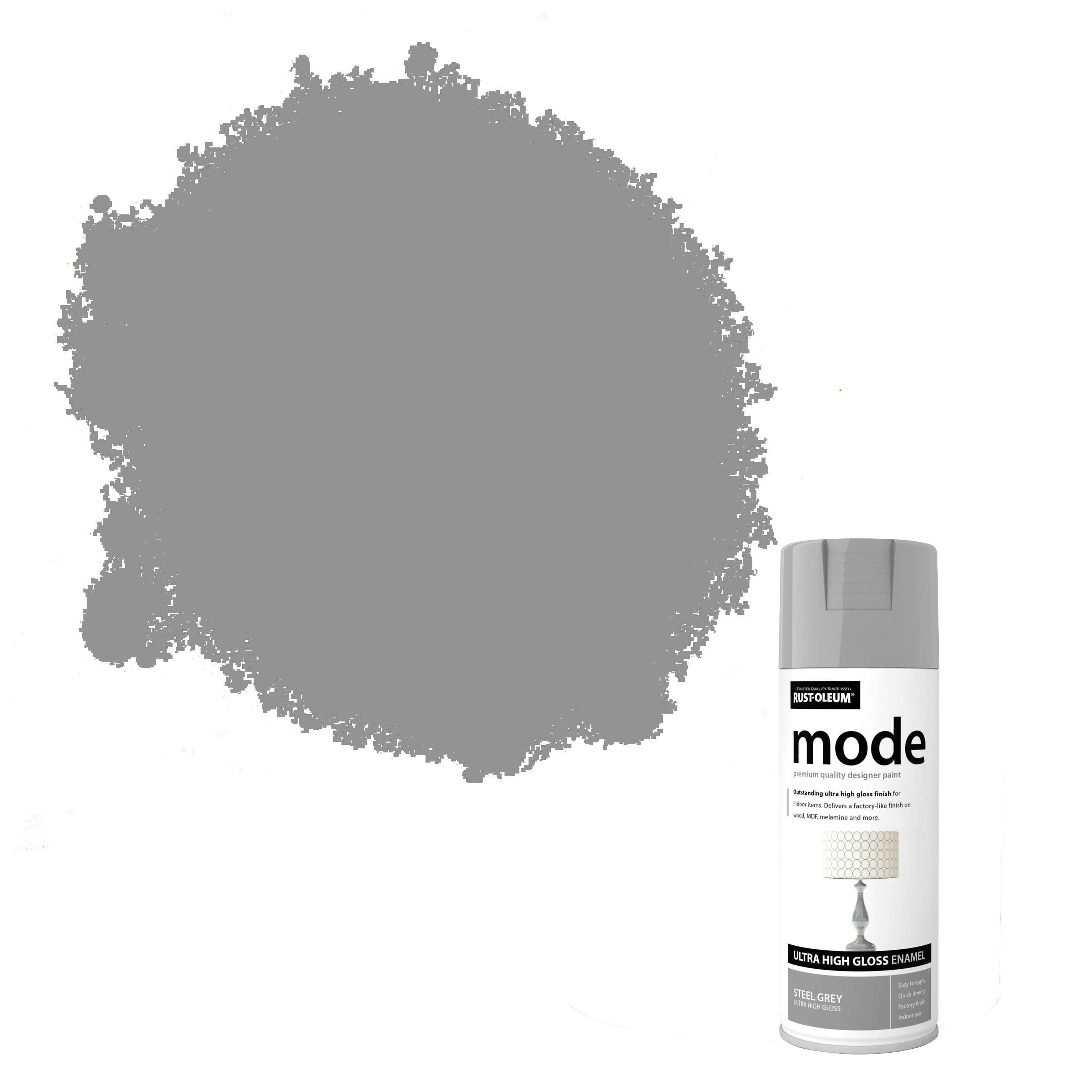 Rust-Oleum Mode Steel grey Gloss Multi-surface Spray paint, 400ml