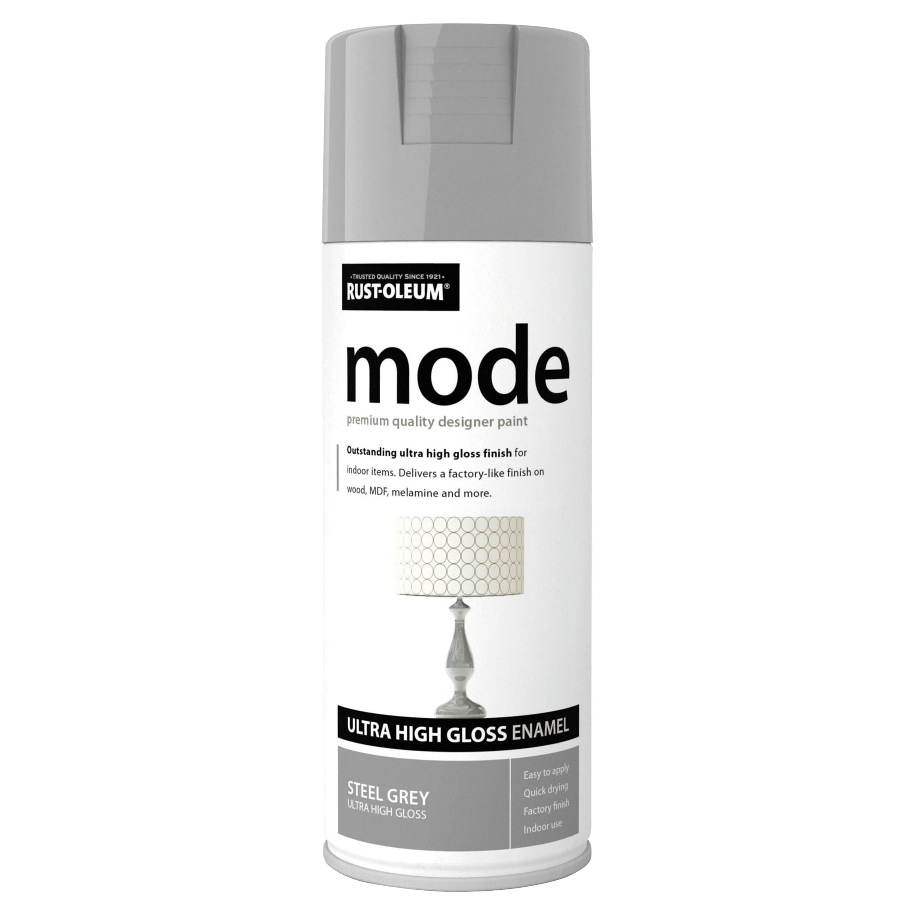 Rust-Oleum Mode Steel grey Gloss Multi-surface Spray paint, 400ml