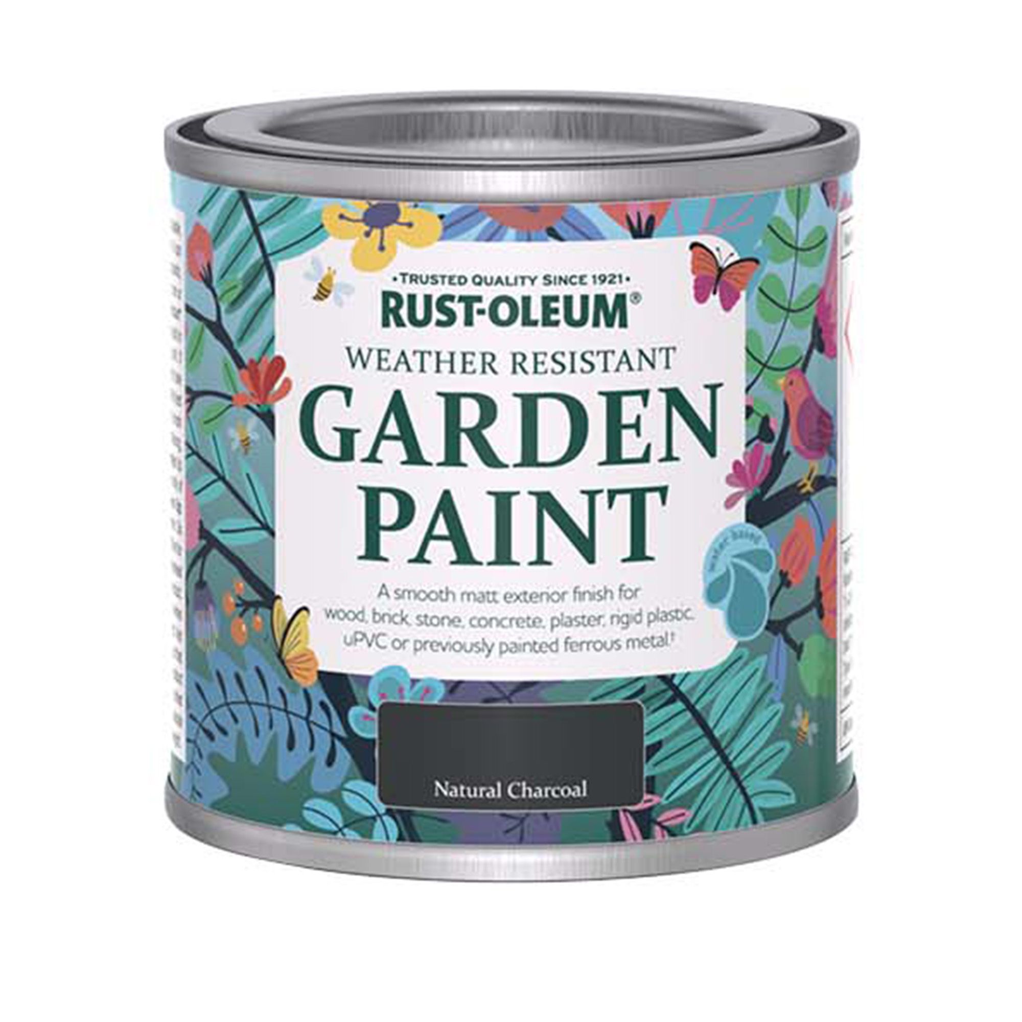 Rust-Oleum Natural Charcoal Matt Multi-surface Exterior Topcoat Paint, 125ml Tin