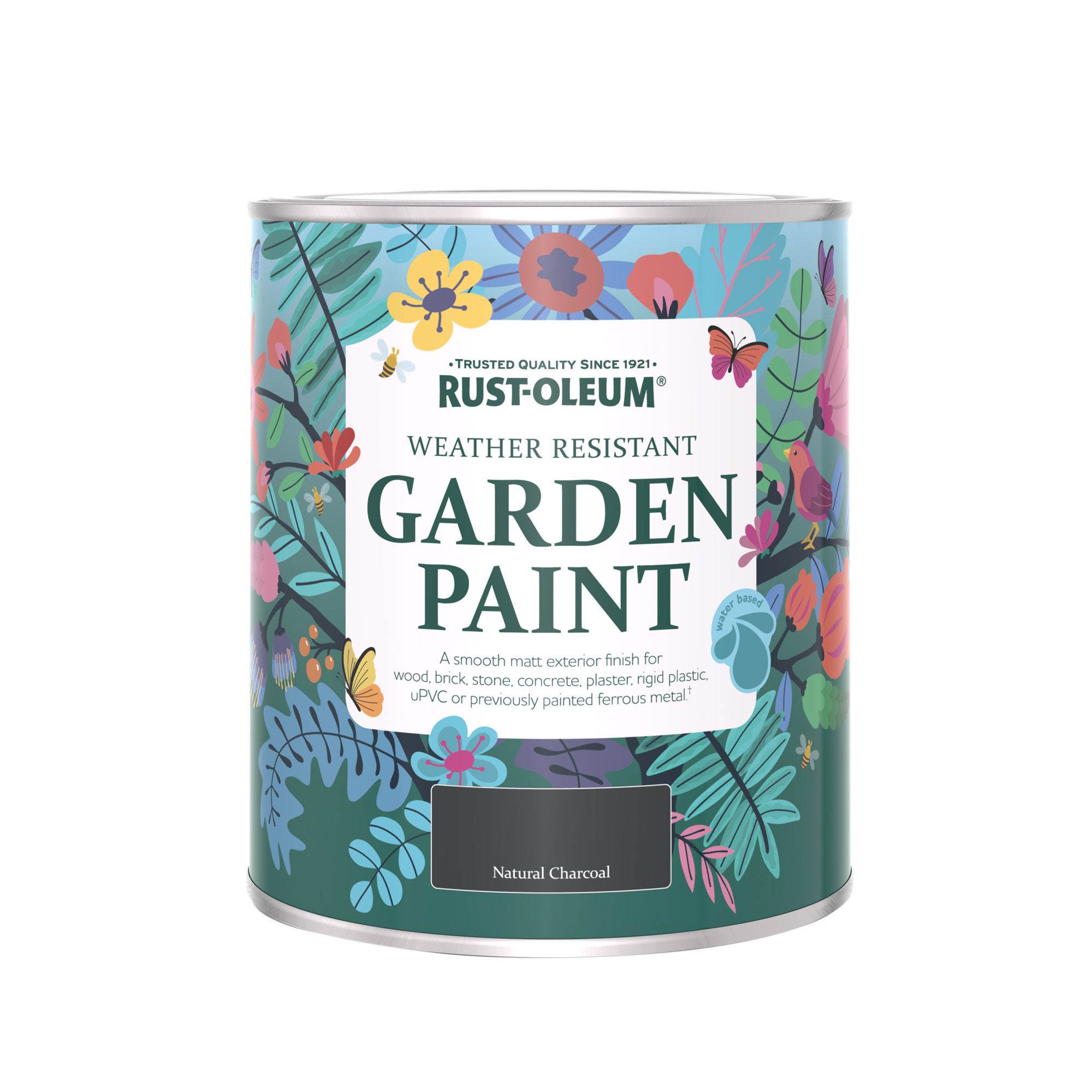 Rust-Oleum Natural Charcoal Matt Multi-surface Exterior Topcoat Paint, 750ml Tin
